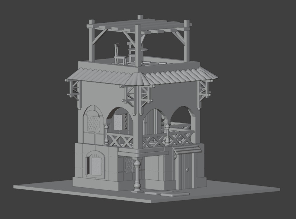 Stylized Low poly house 3D print model_2