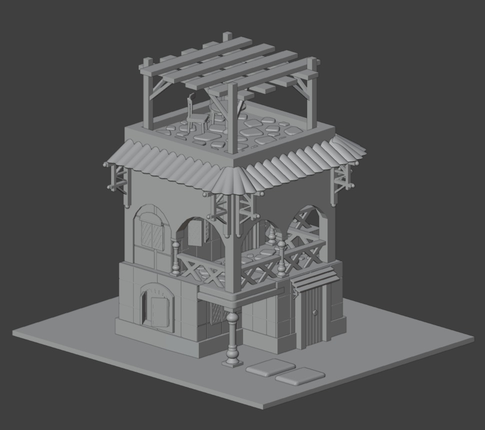 Stylized Low poly house 3D print model_1