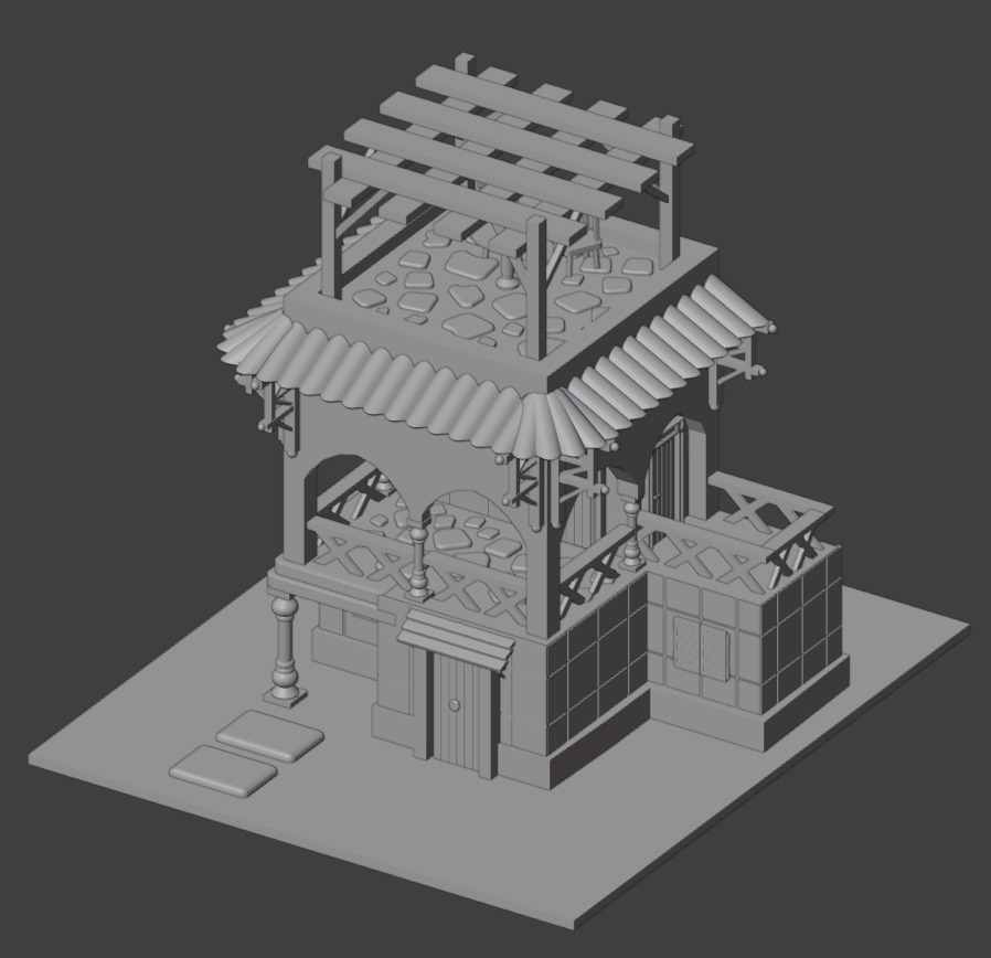 Stylized Low poly house 3D print model_3