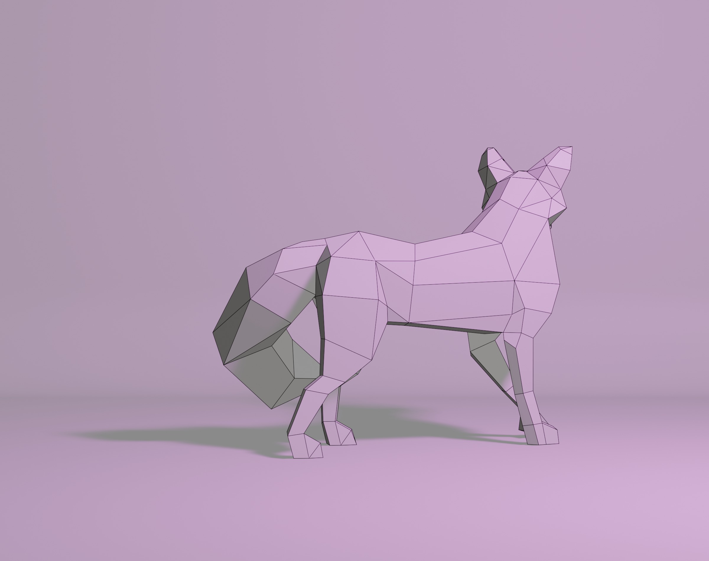 Polygonal Red Fox Low-poly 3D model_13