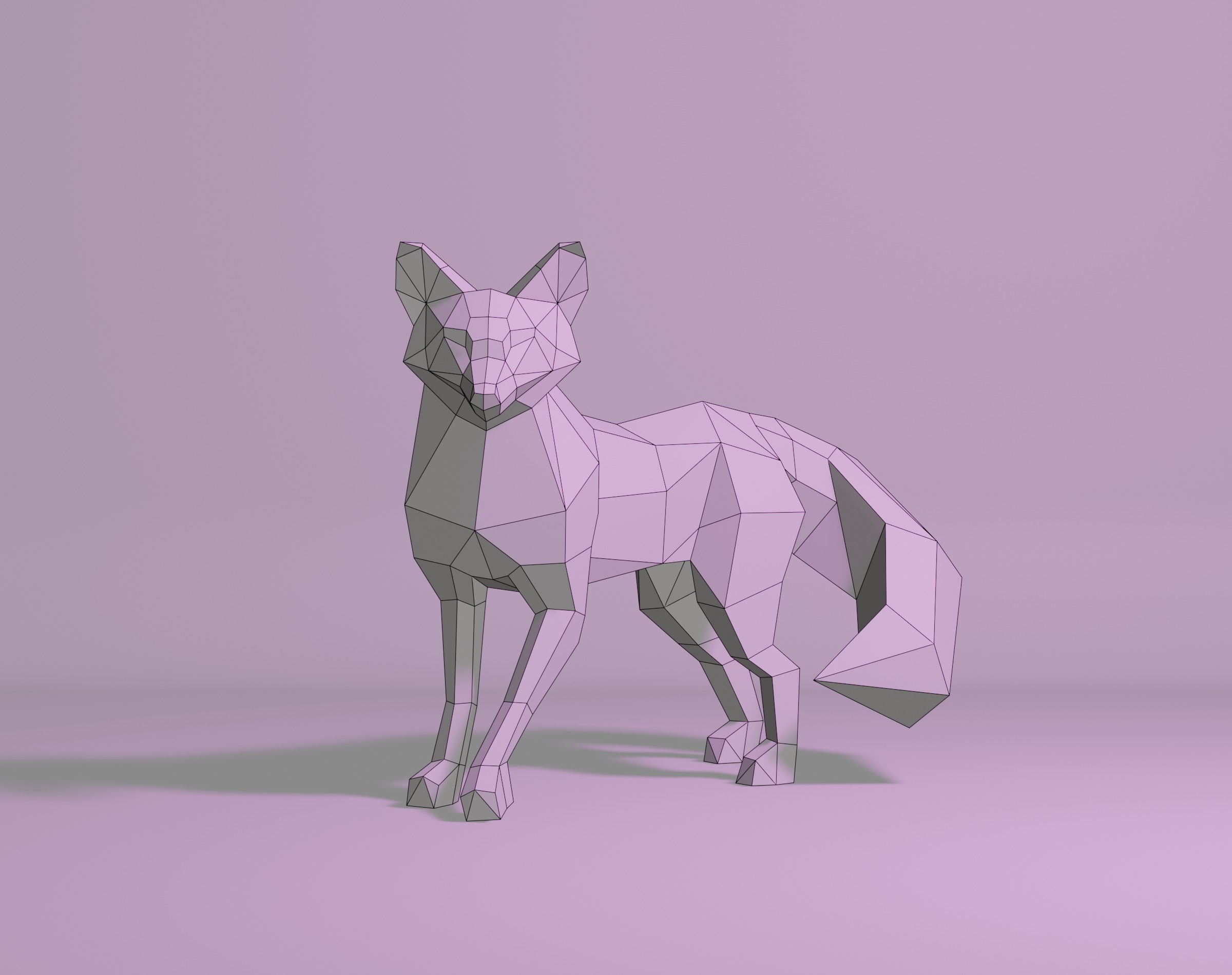 Polygonal Red Fox Low-poly 3D model_12