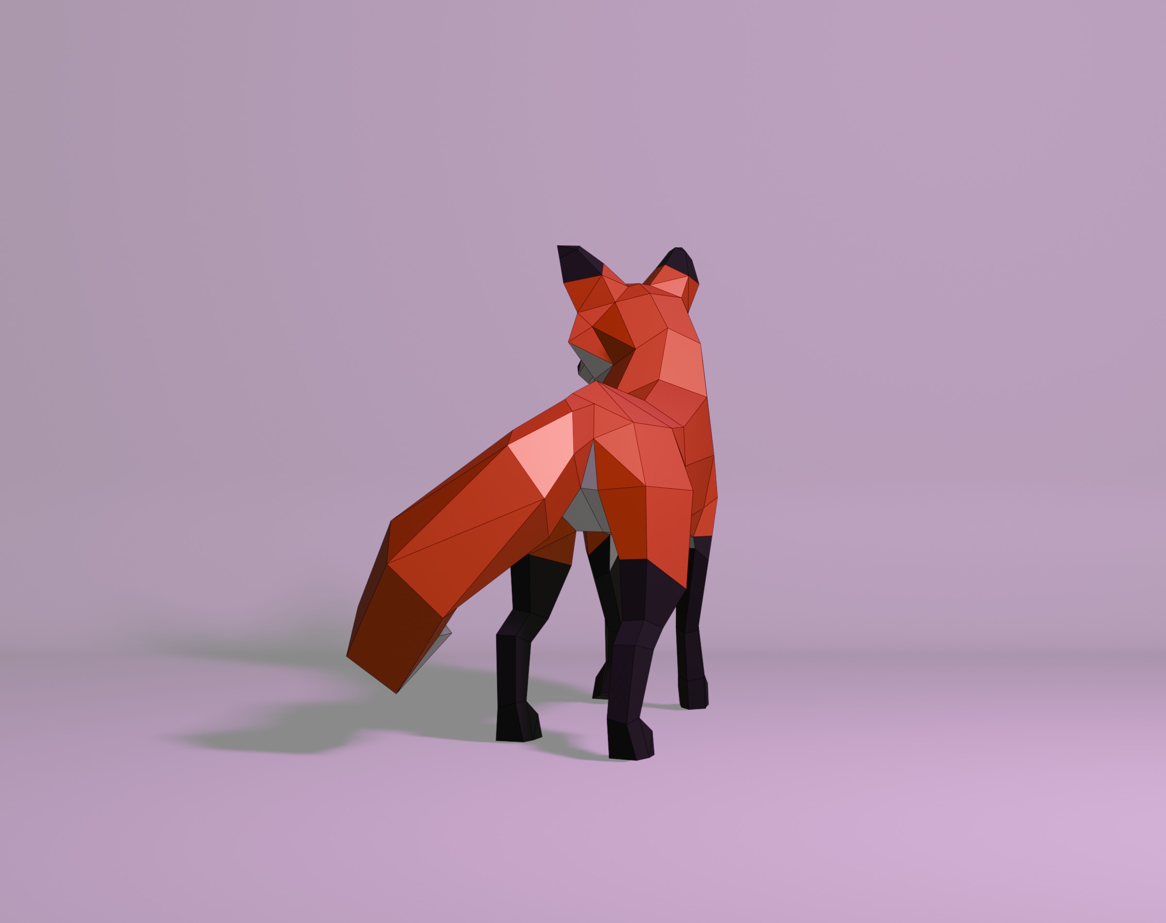 Polygonal Red Fox Low-poly 3D model_5