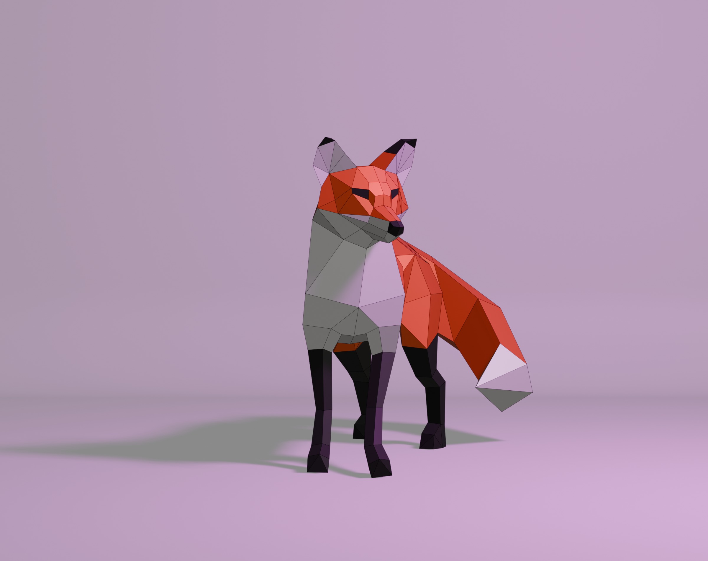 Polygonal Red Fox Low-poly 3D model_11