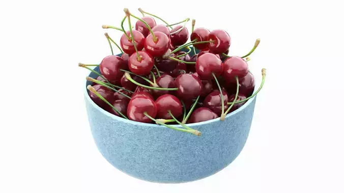 Cherries in a bowl 3D model