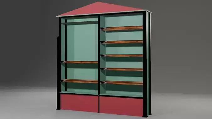 Books Shelf Low-poly 3D model