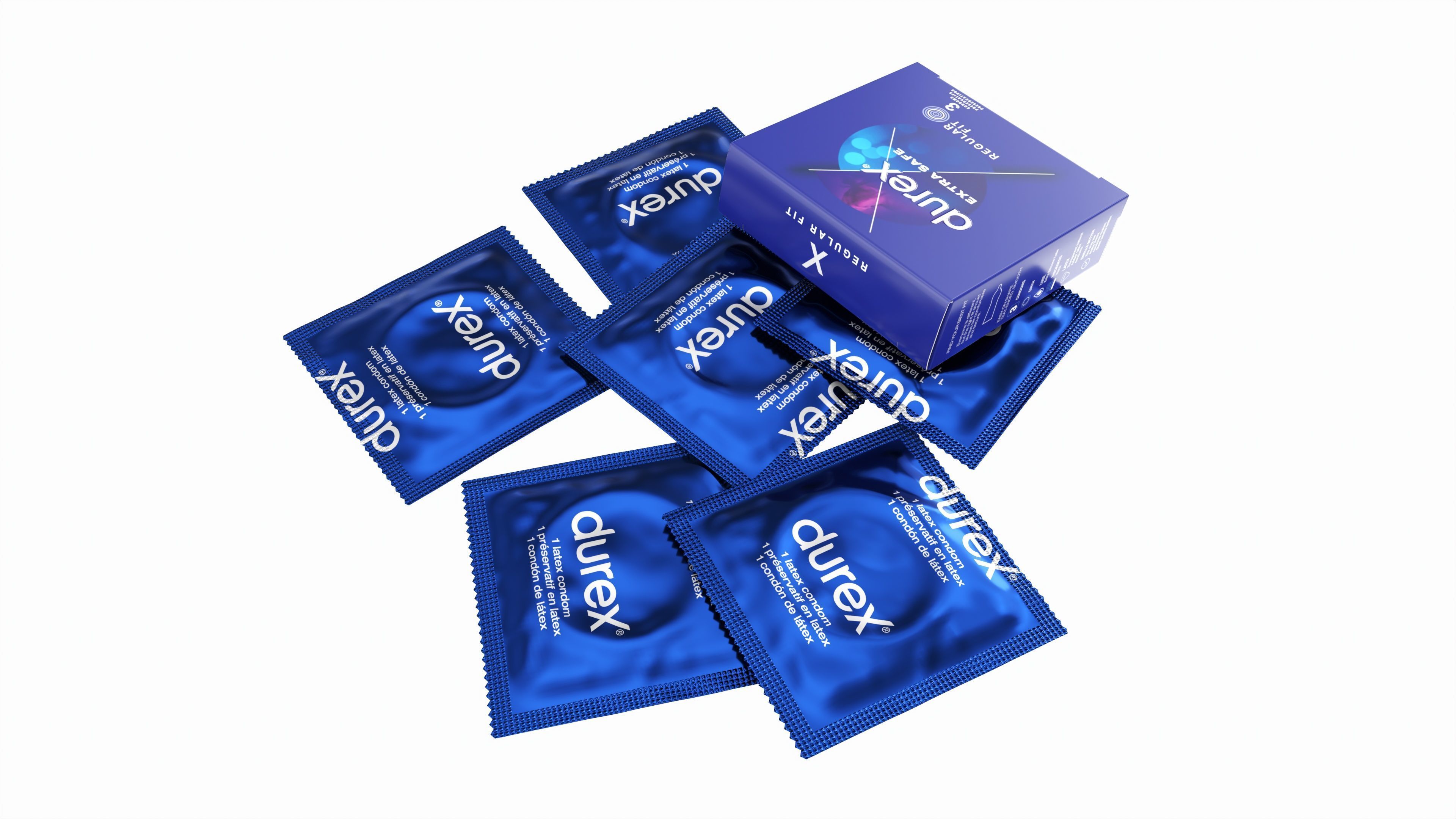 Condom individual packages with box small 3D model_3
