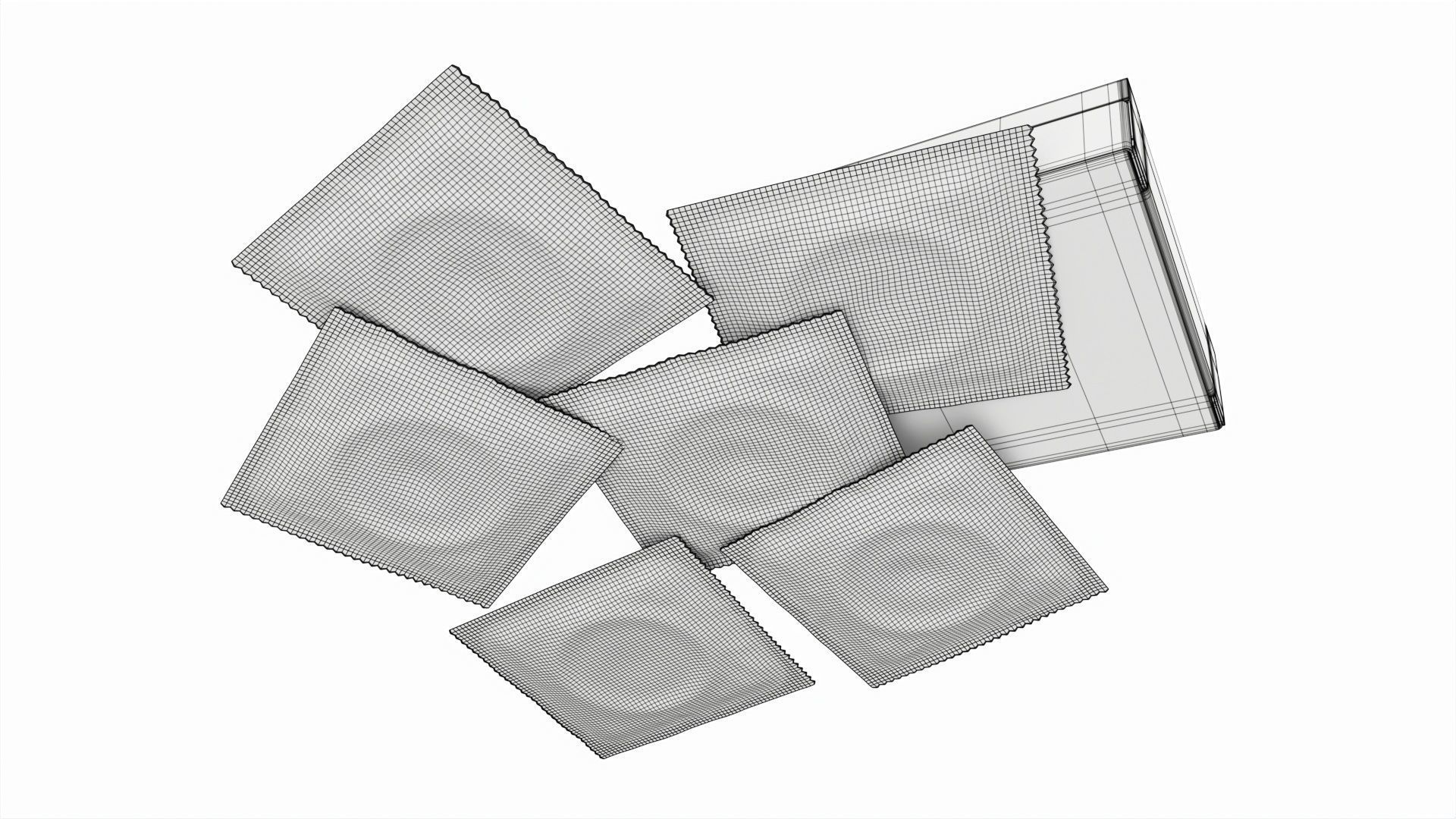 Condom individual packages with box small 3D model_8
