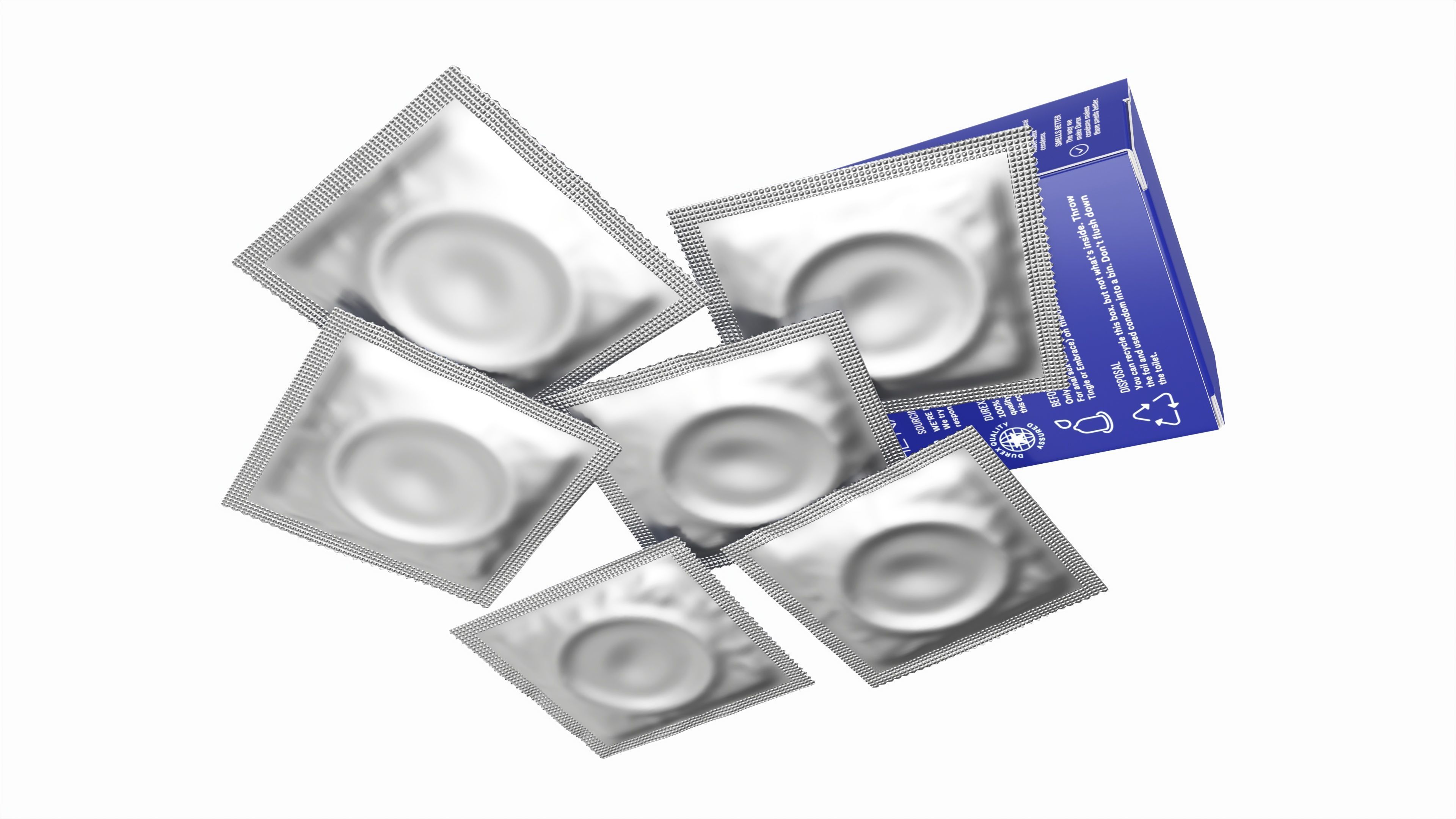 Condom individual packages with box small 3D model_4