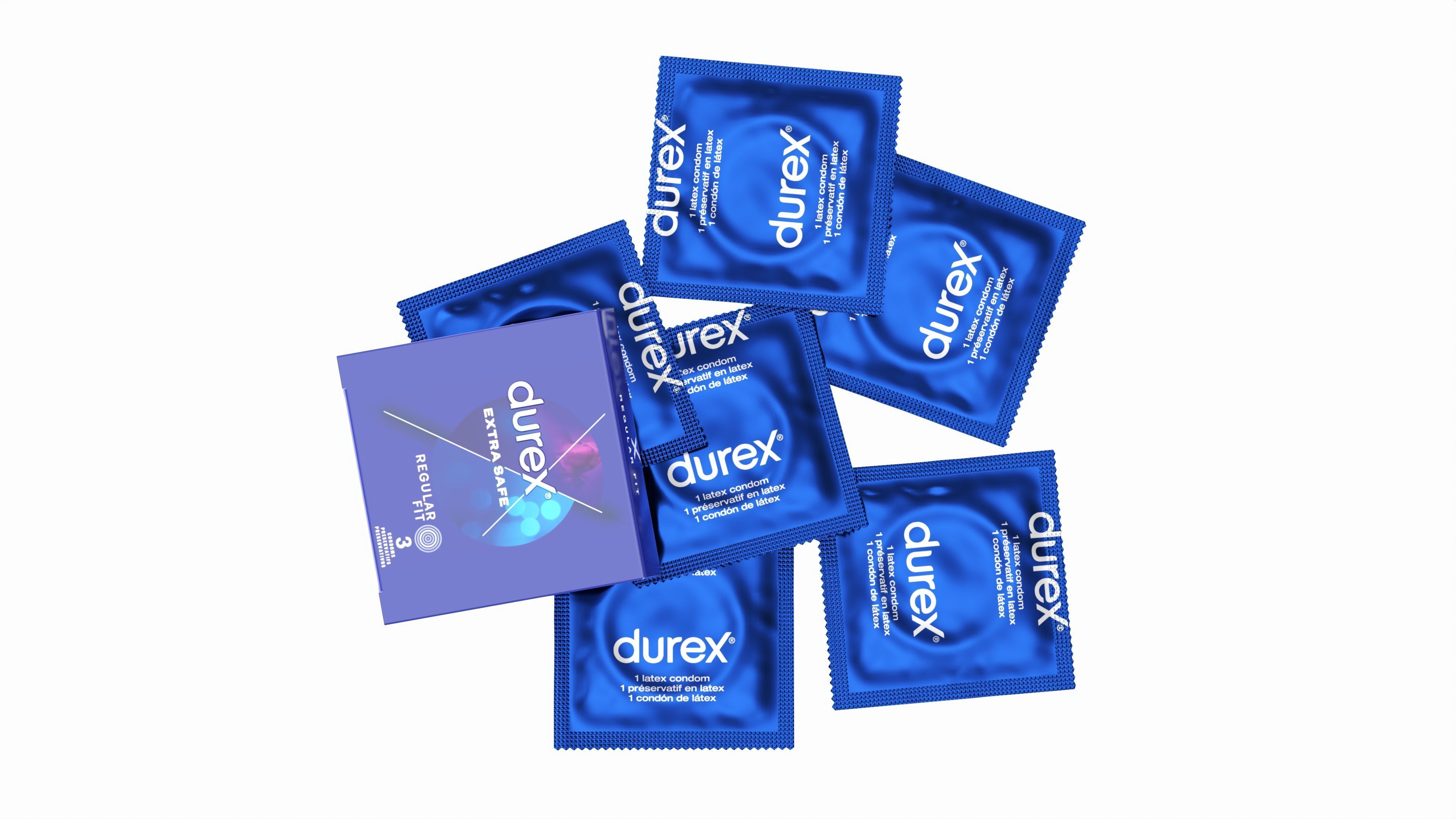 Condom individual packages with box small 3D model_6