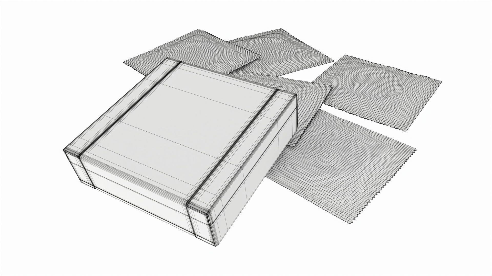 Condom individual packages with box small 3D model_7