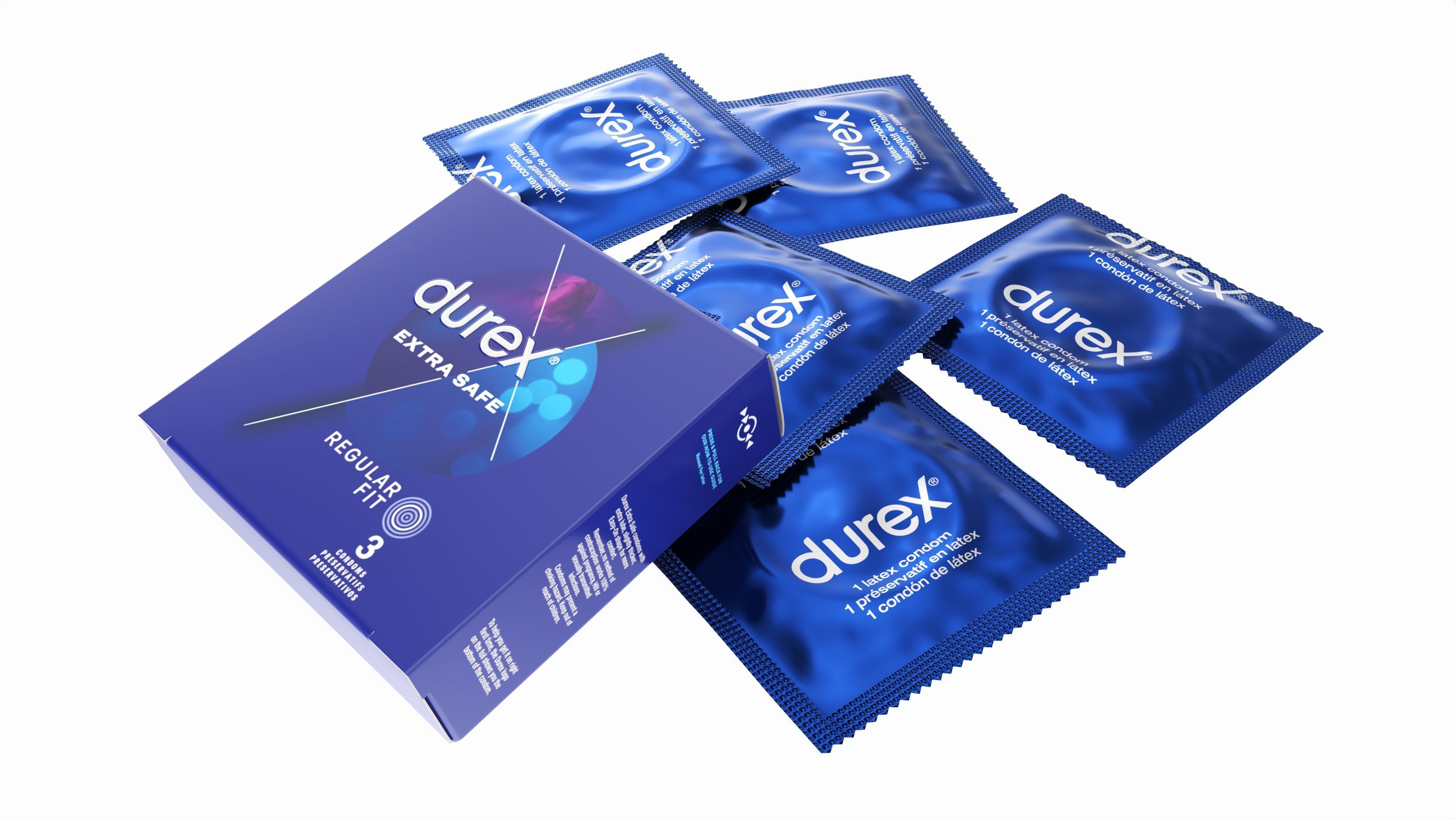 Condom individual packages with box small 3D model_2