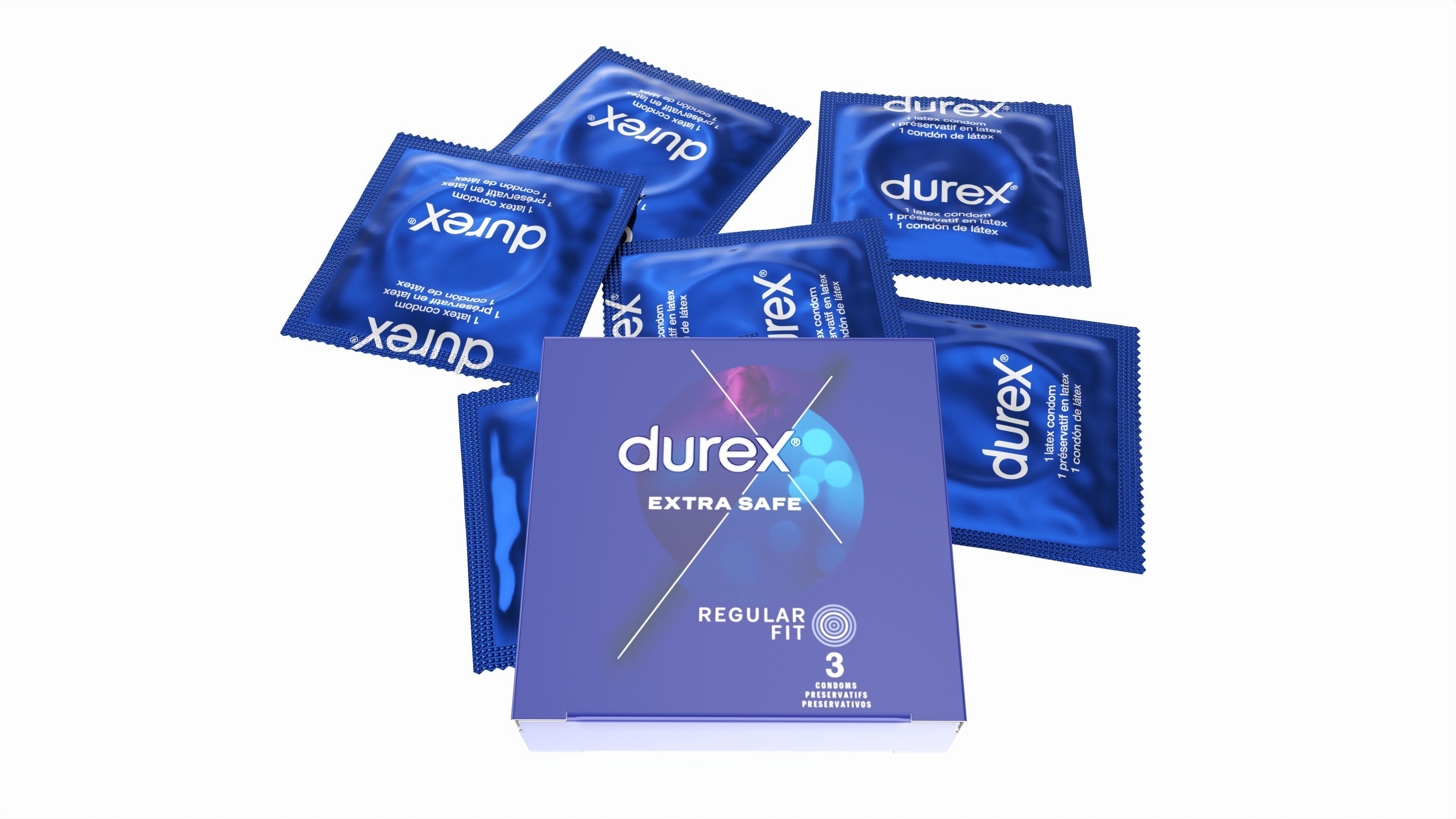 Condom individual packages with box small 3D model_1