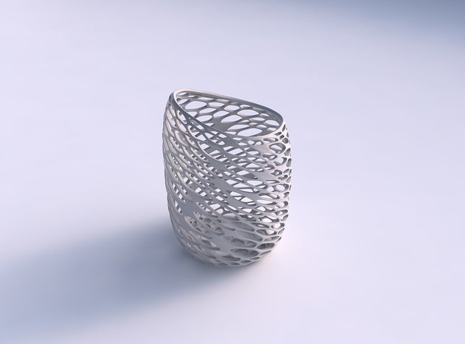 Vase twisted 2 with twisted dense organic lattice