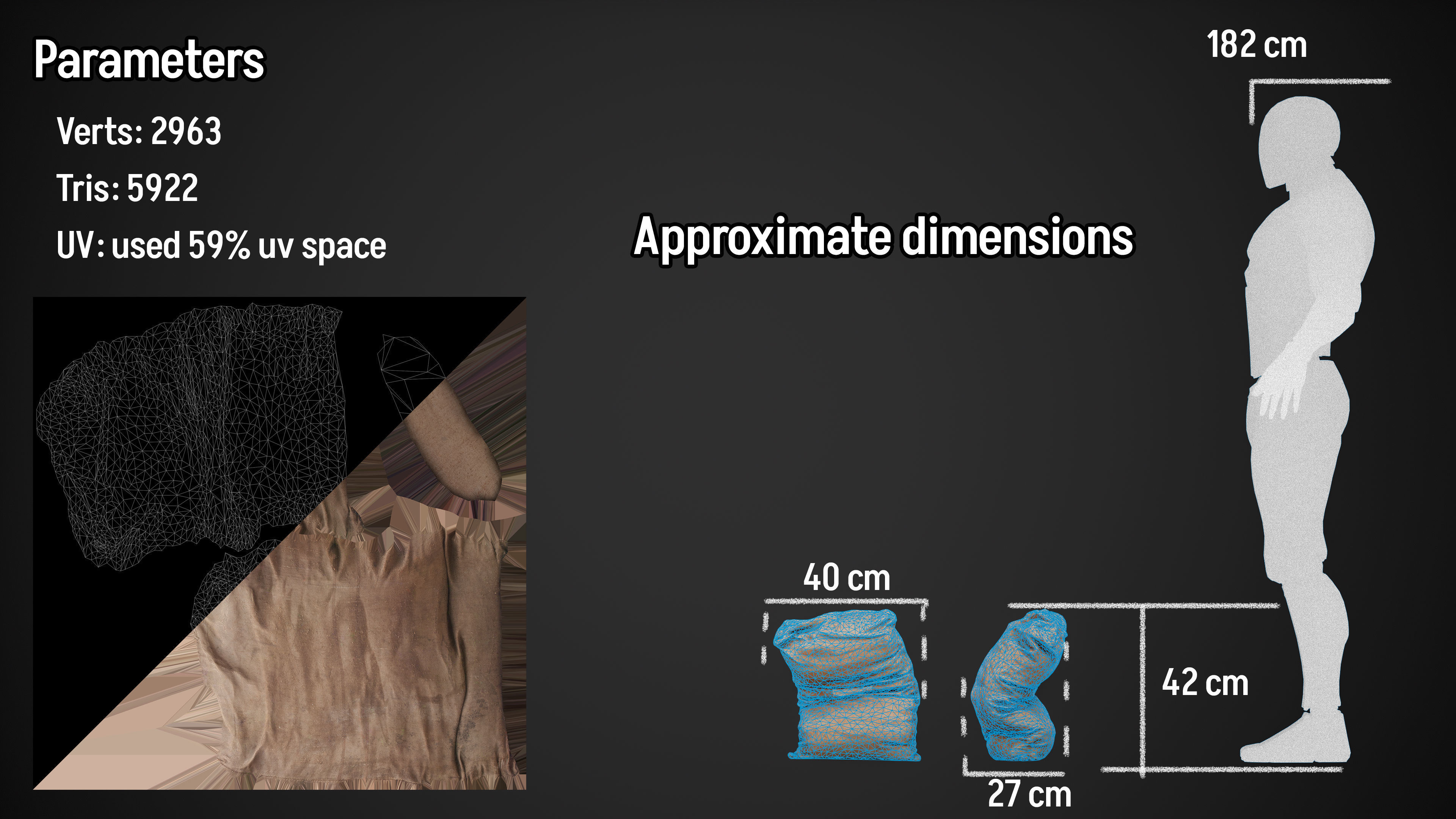 Realistic old burlap bag 05 photo scan Low-poly 3D model_15