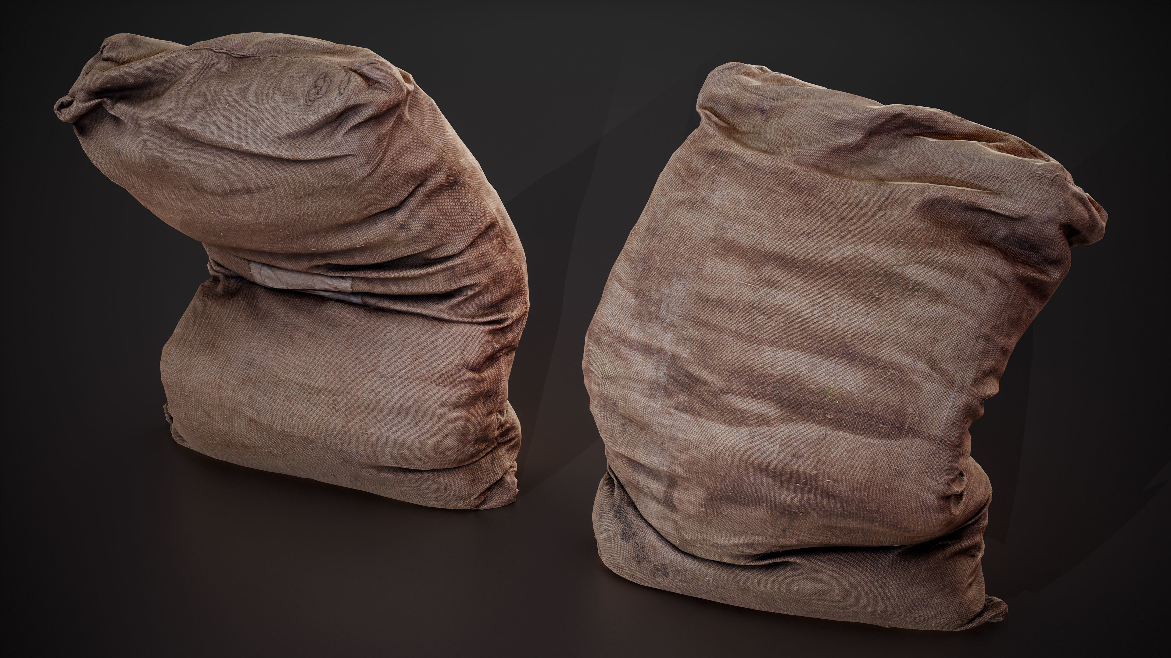 Realistic old burlap bag 05 photo scan Low-poly 3D model_4