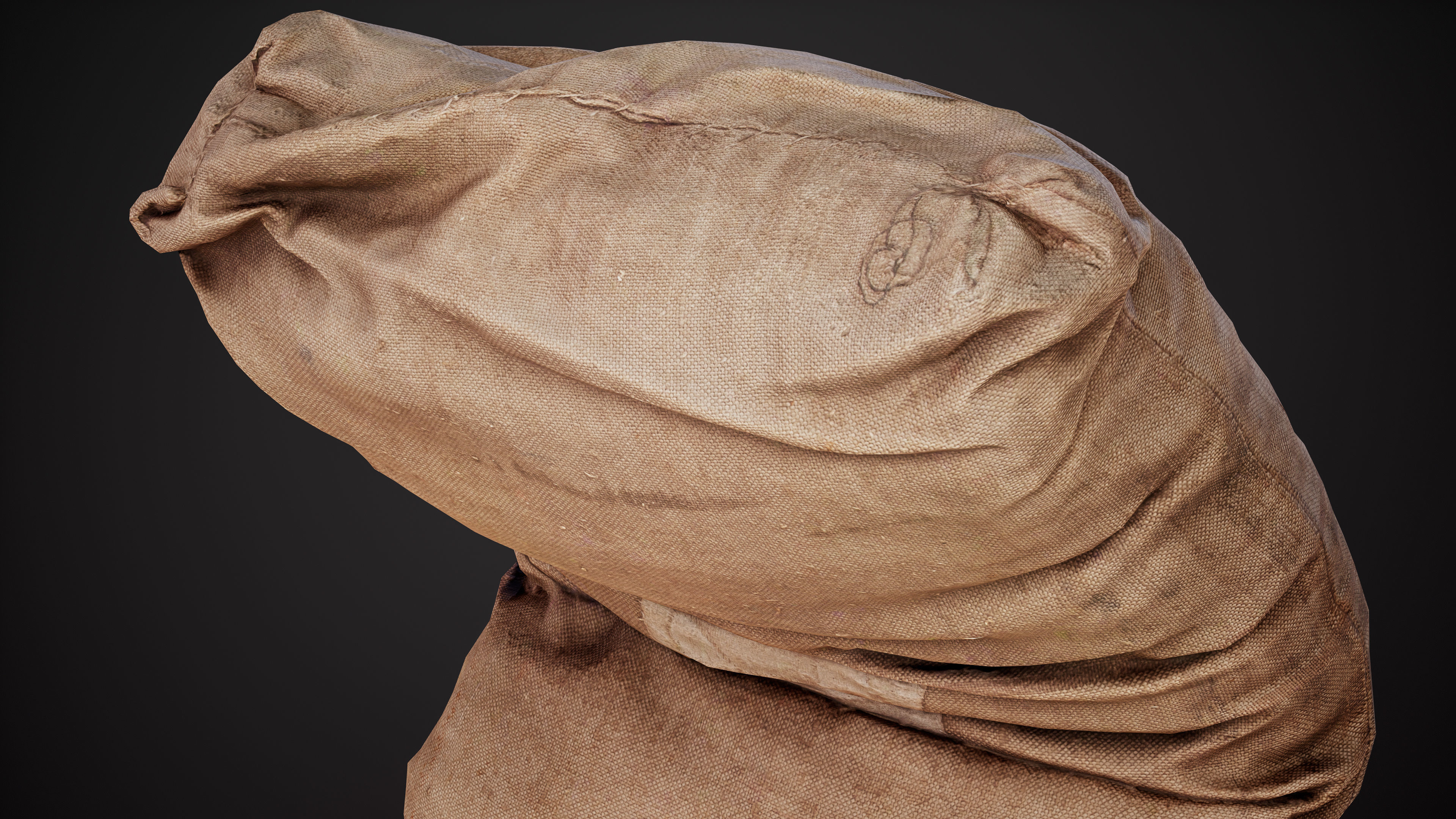 Realistic old burlap bag 05 photo scan Low-poly 3D model_11