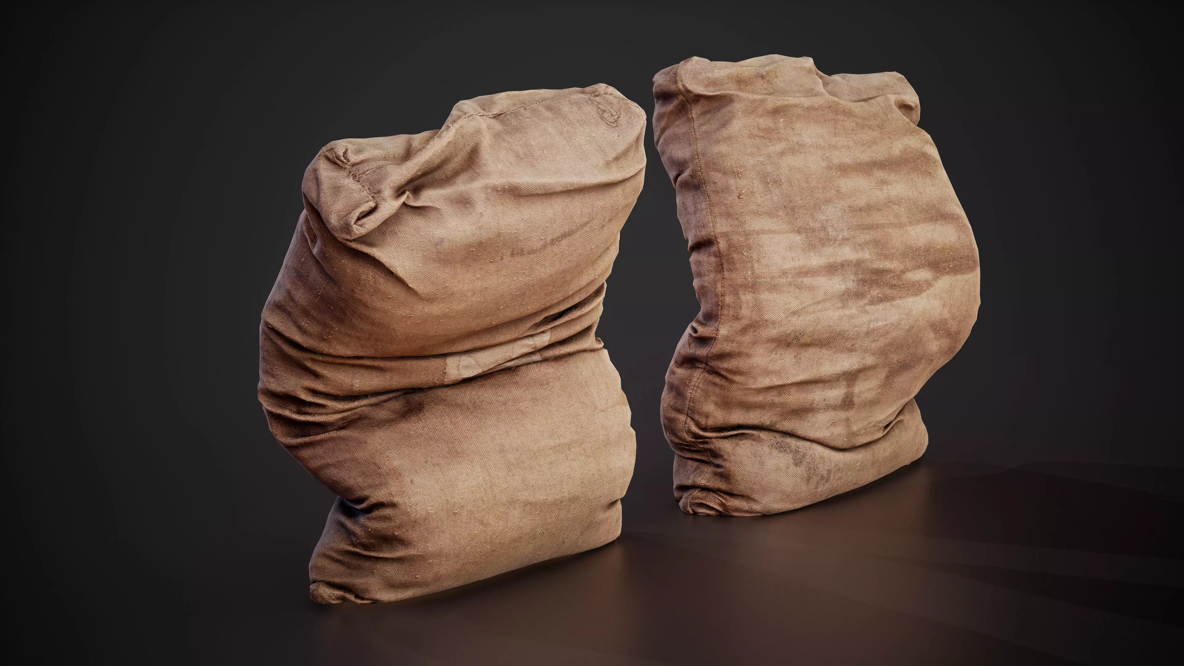 Realistic old burlap bag 05 photo scan Low-poly 3D model_0