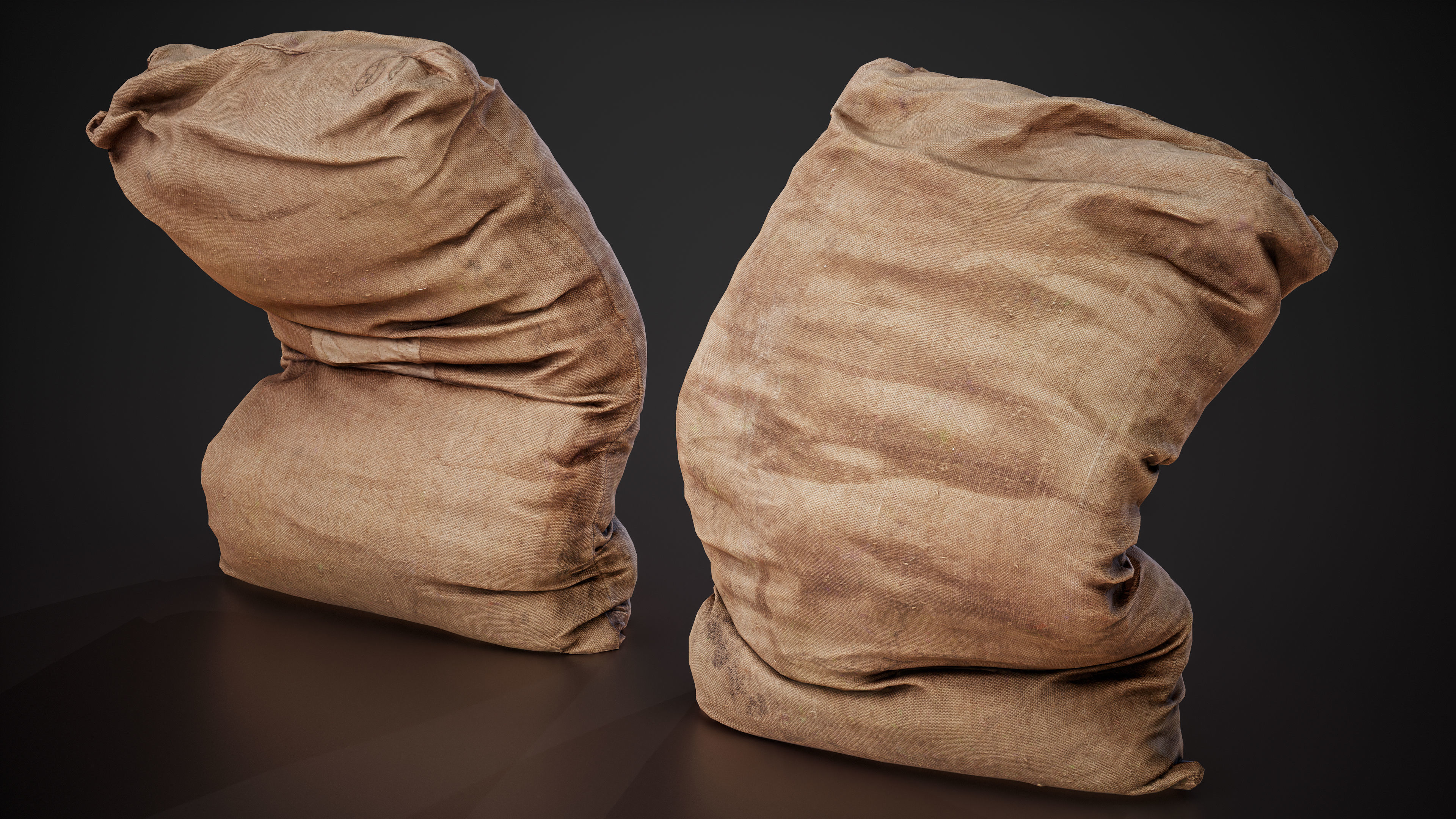 Realistic old burlap bag 05 photo scan Low-poly 3D model_3