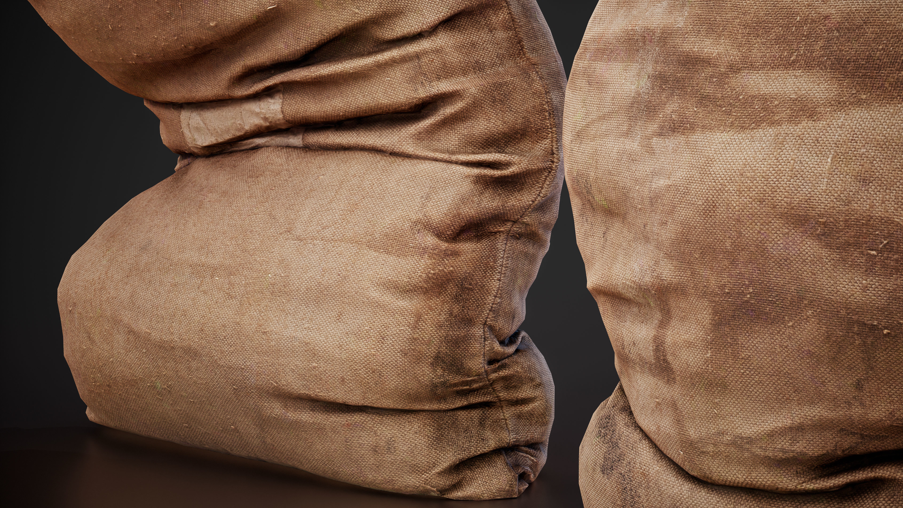 Realistic old burlap bag 05 photo scan Low-poly 3D model_7