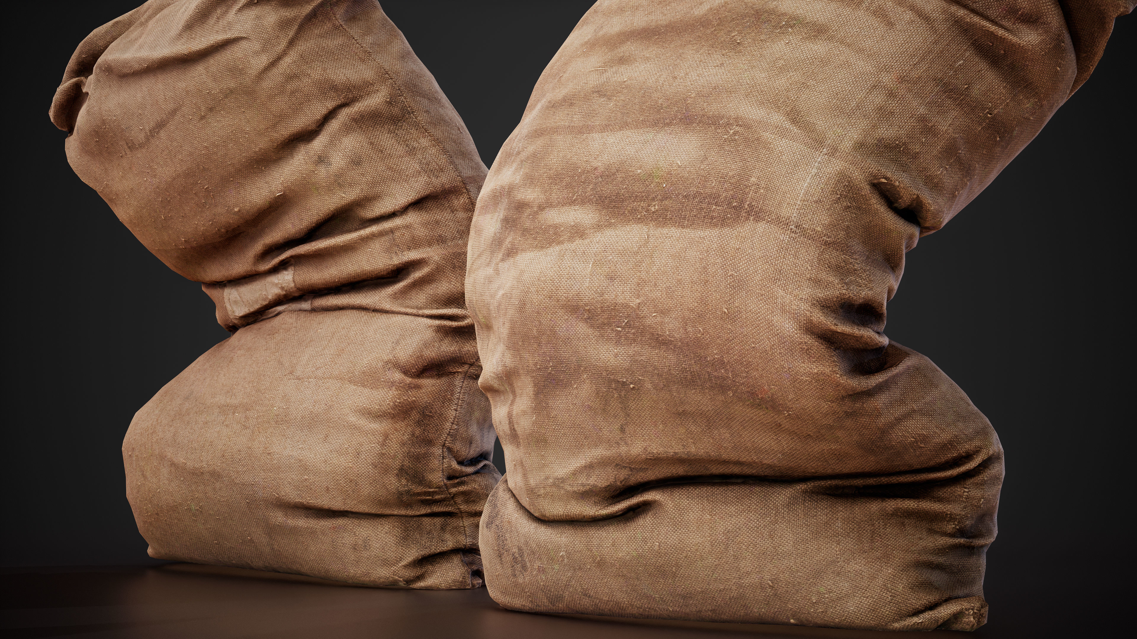 Realistic old burlap bag 05 photo scan Low-poly 3D model_5