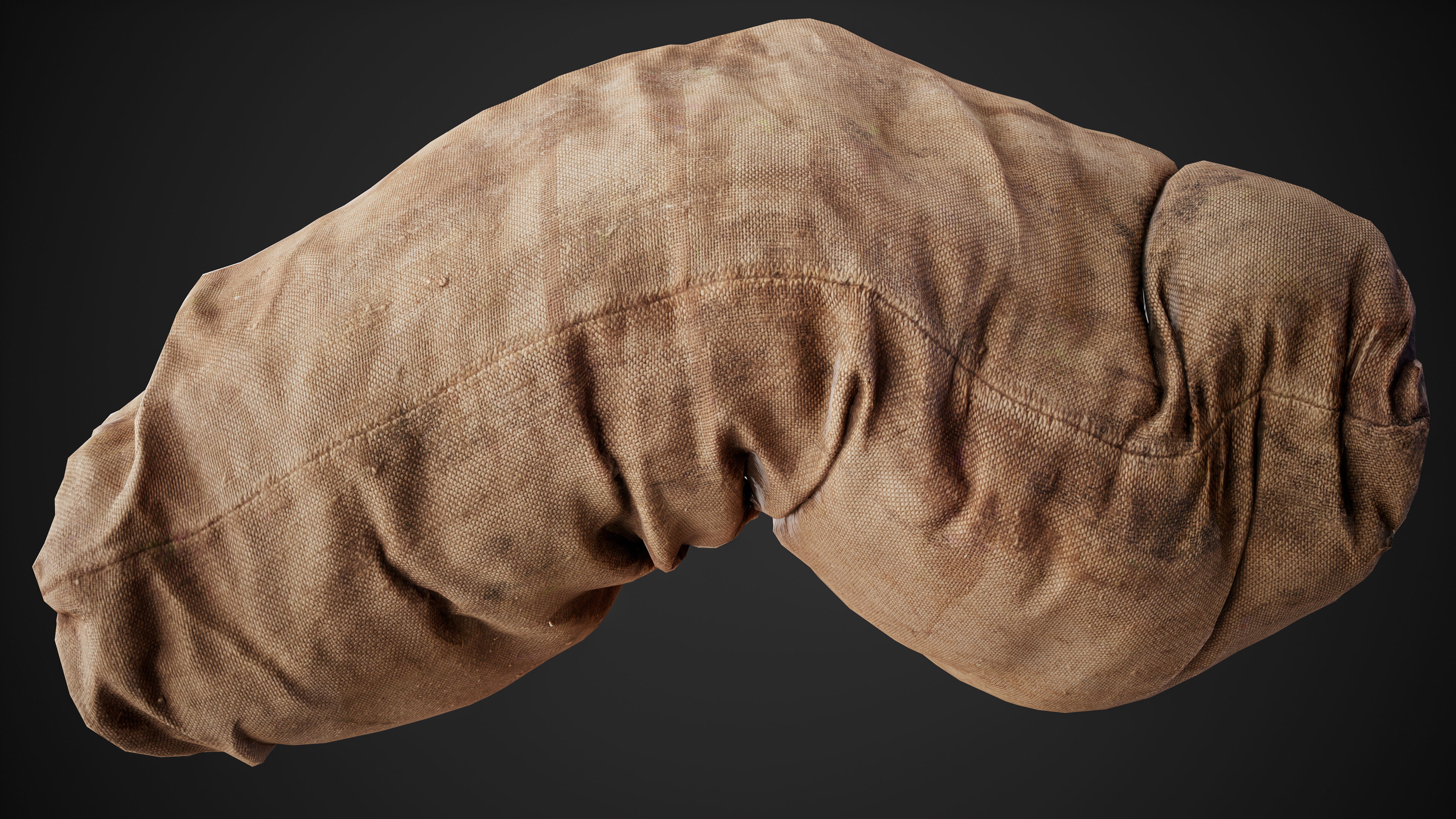 Realistic old burlap bag 05 photo scan Low-poly 3D model_12