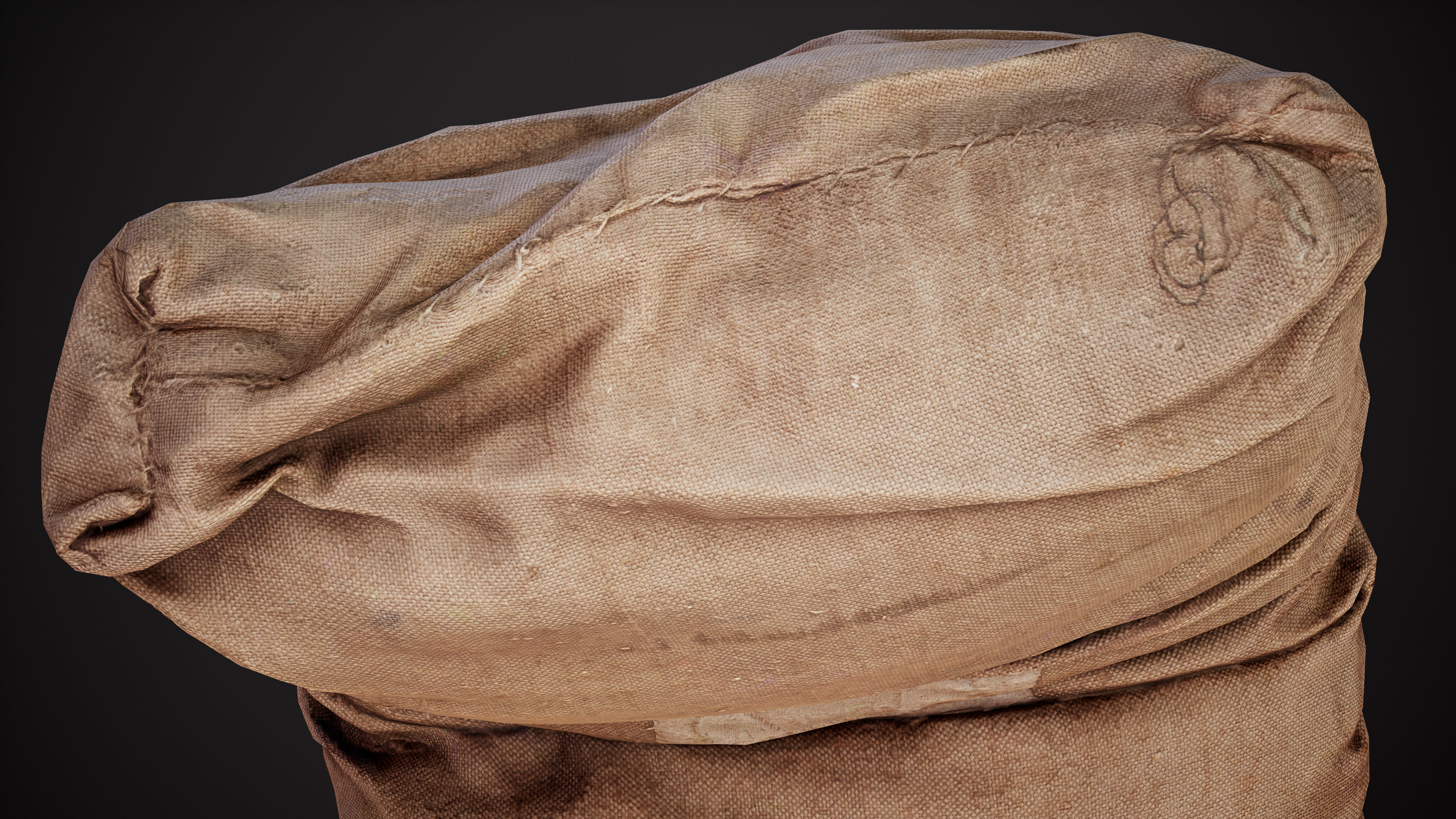 Realistic old burlap bag 05 photo scan Low-poly 3D model_10