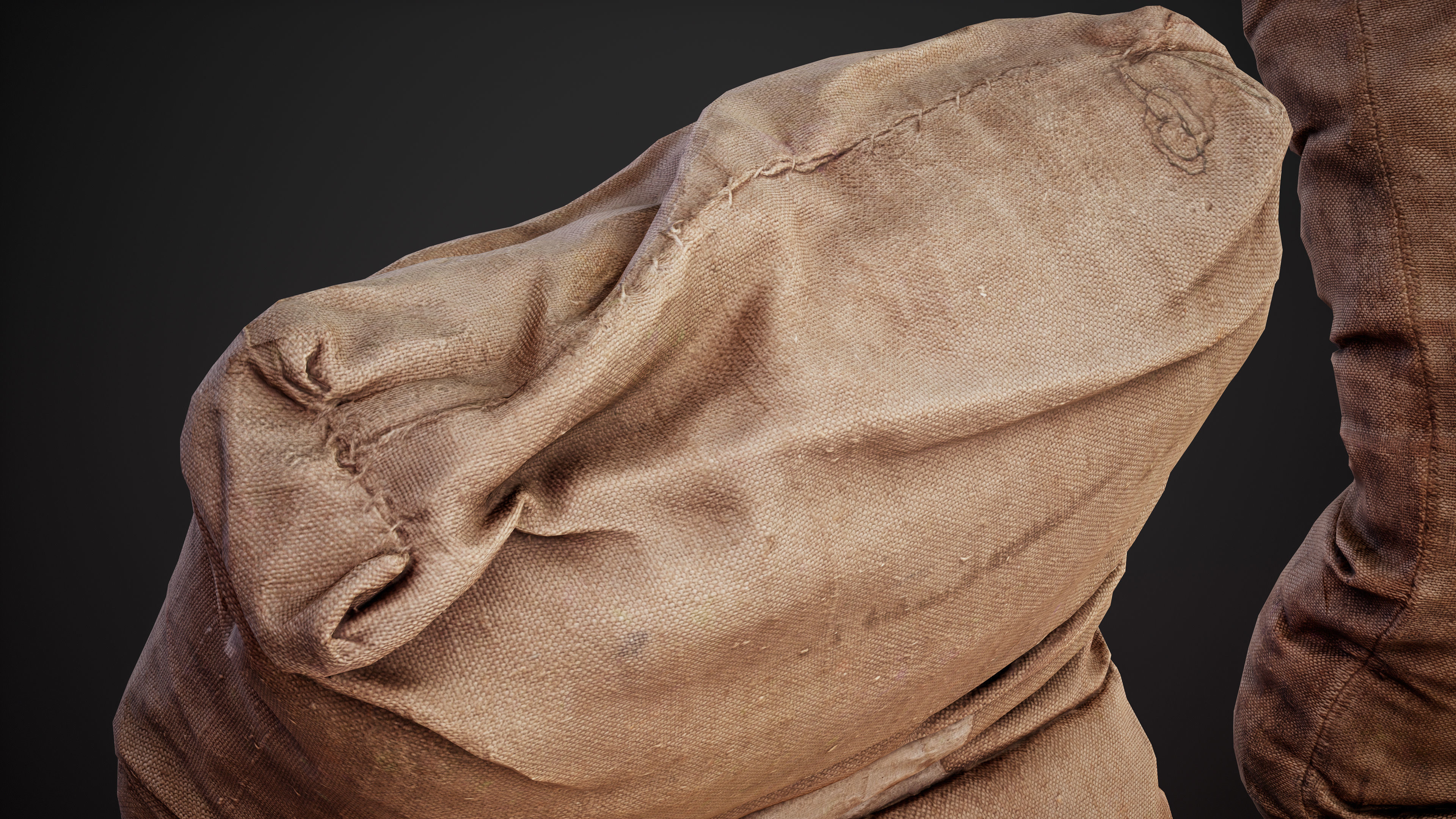 Realistic old burlap bag 05 photo scan Low-poly 3D model_9