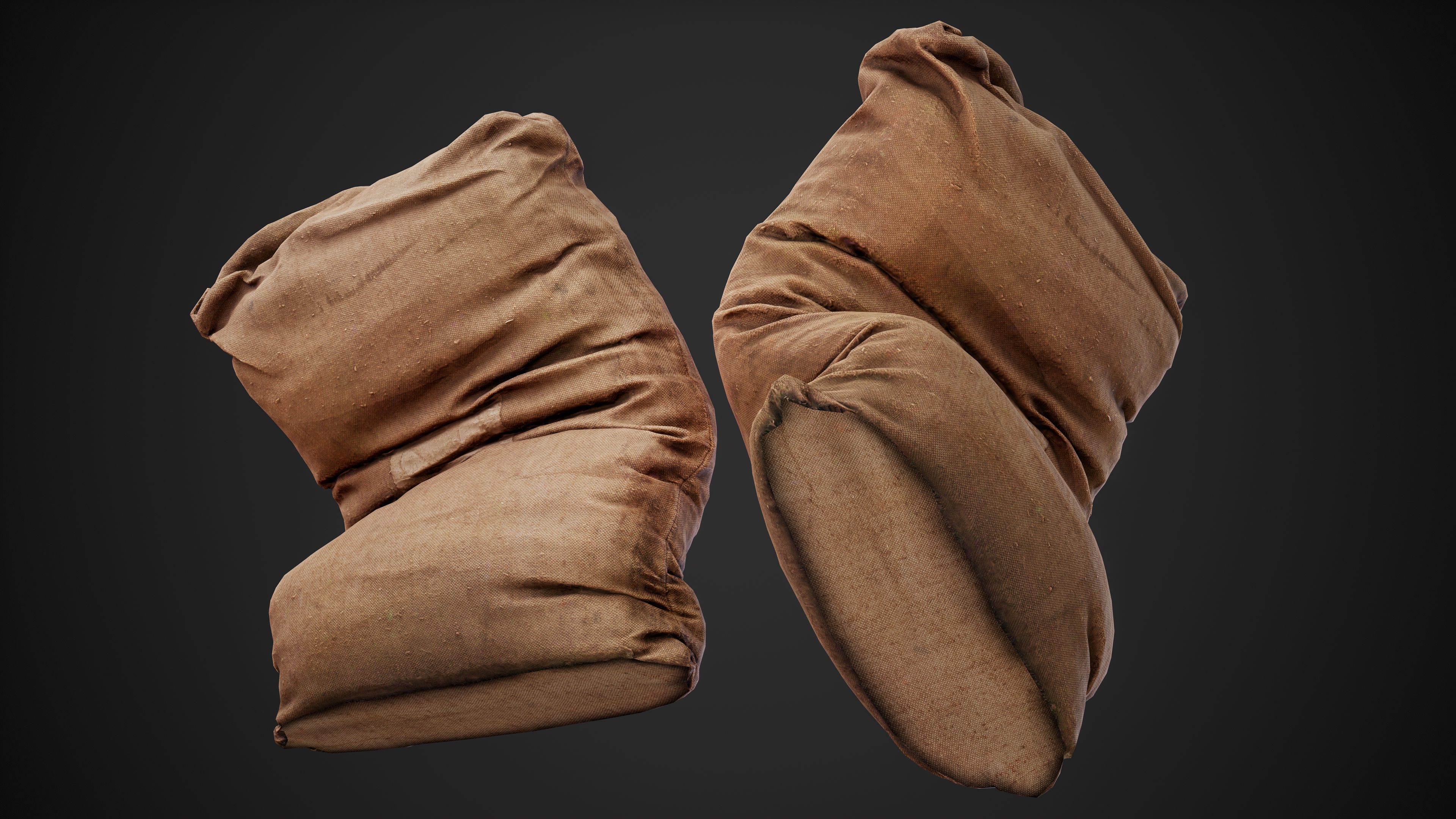 Realistic old burlap bag 05 photo scan Low-poly 3D model_14