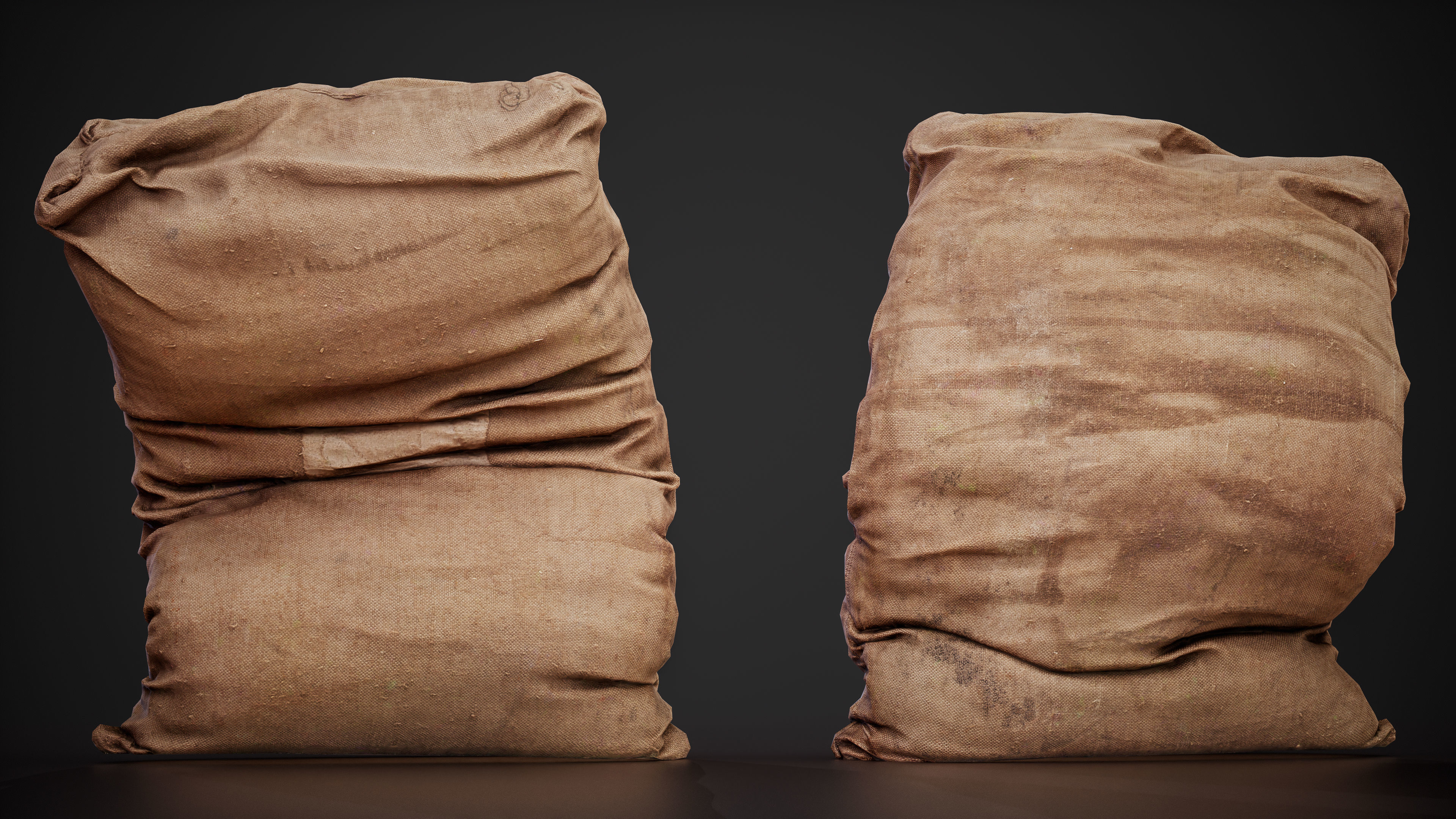 Realistic old burlap bag 05 photo scan Low-poly 3D model_2