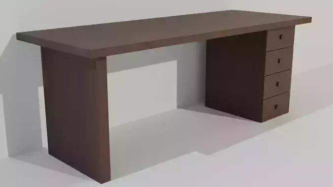 Wooden Desk Low-poly 3D model