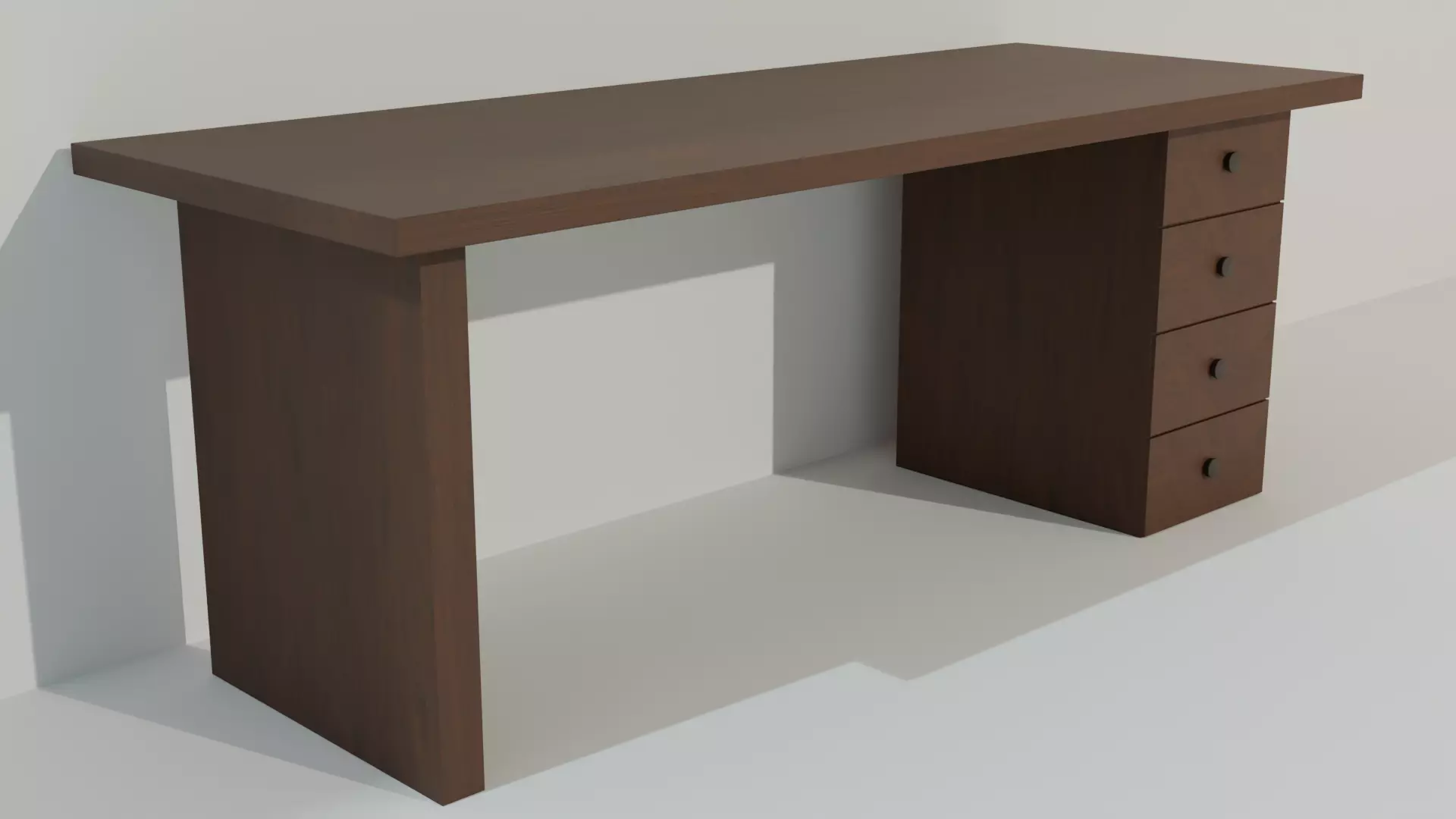 Wooden Desk Low-poly 3D model_0