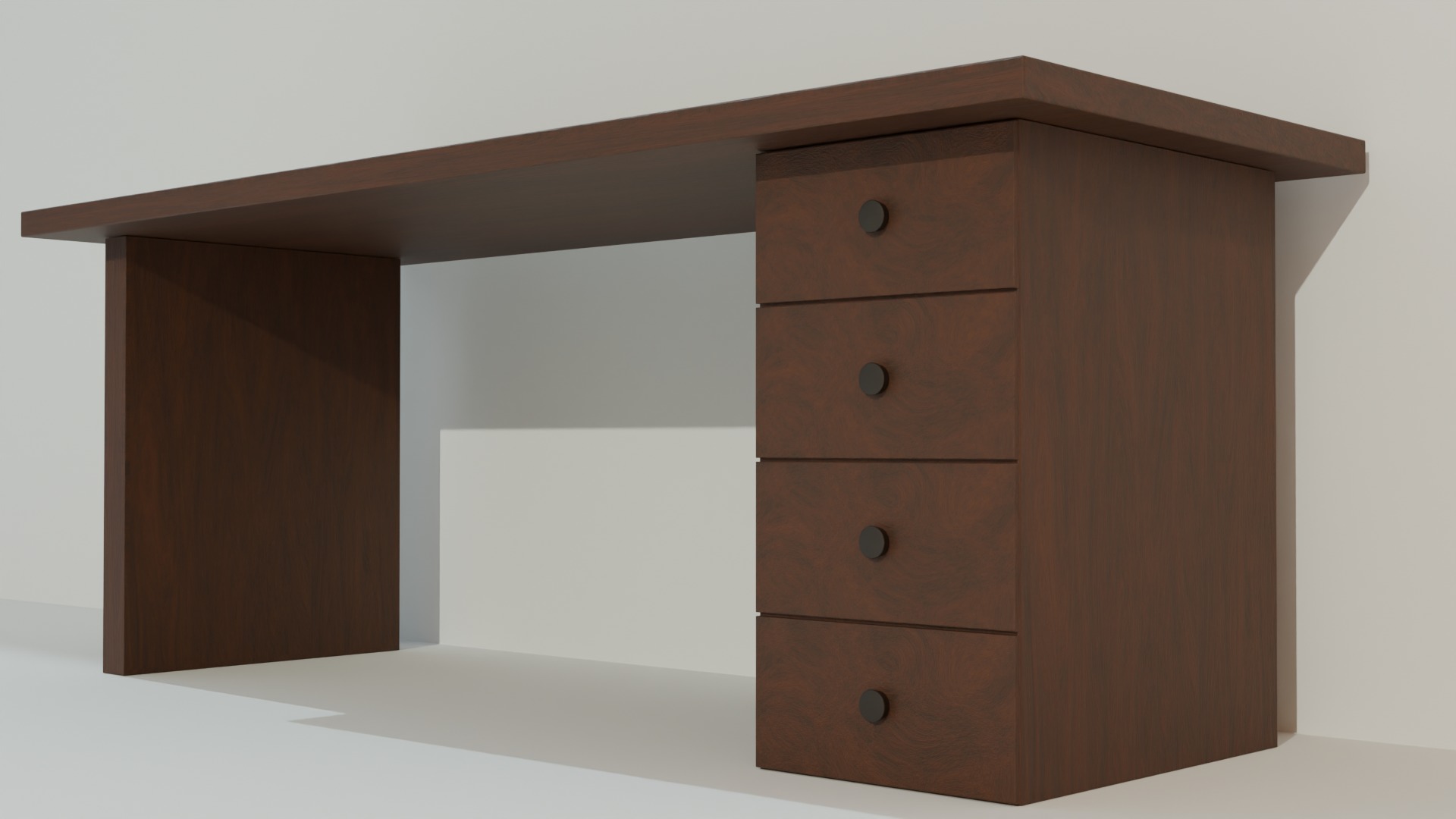 Wooden Desk Low-poly 3D model_1