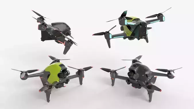 DJI FPV 2024 Drone Void Grey and Eternal Green 3D model