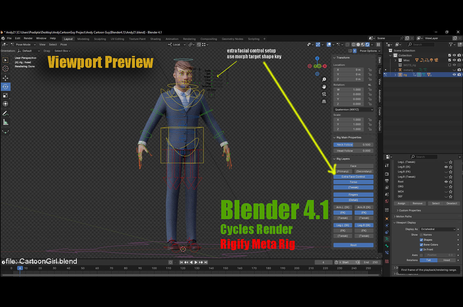 Anna and Andy Cartoon Rig Low-poly 3D model_29