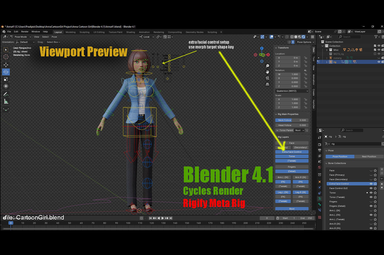 Anna and Andy Cartoon Rig Low-poly 3D model_28