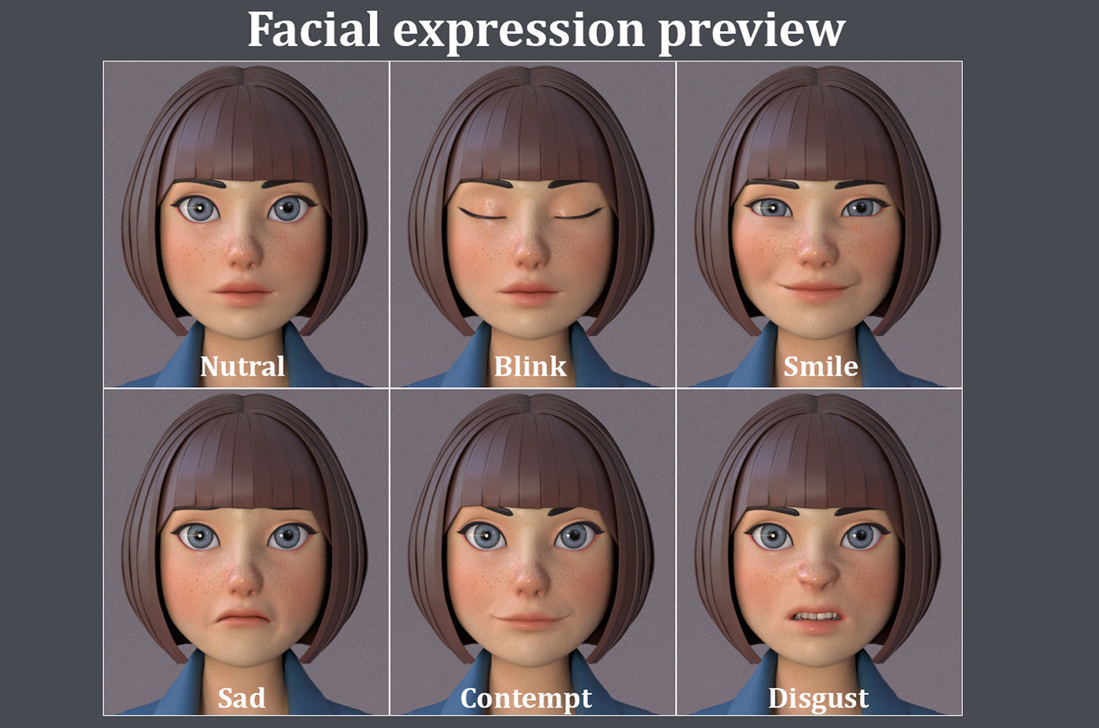 Anna and Andy Cartoon Rig Low-poly 3D model_22