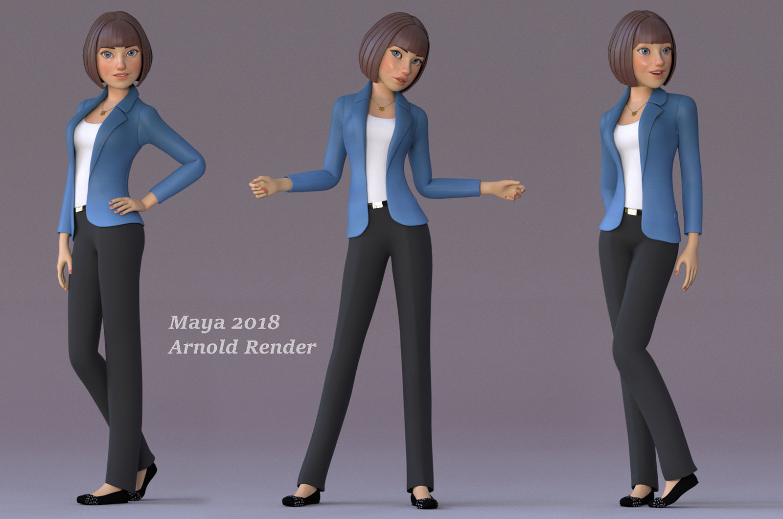 Anna and Andy Cartoon Rig Low-poly 3D model_16