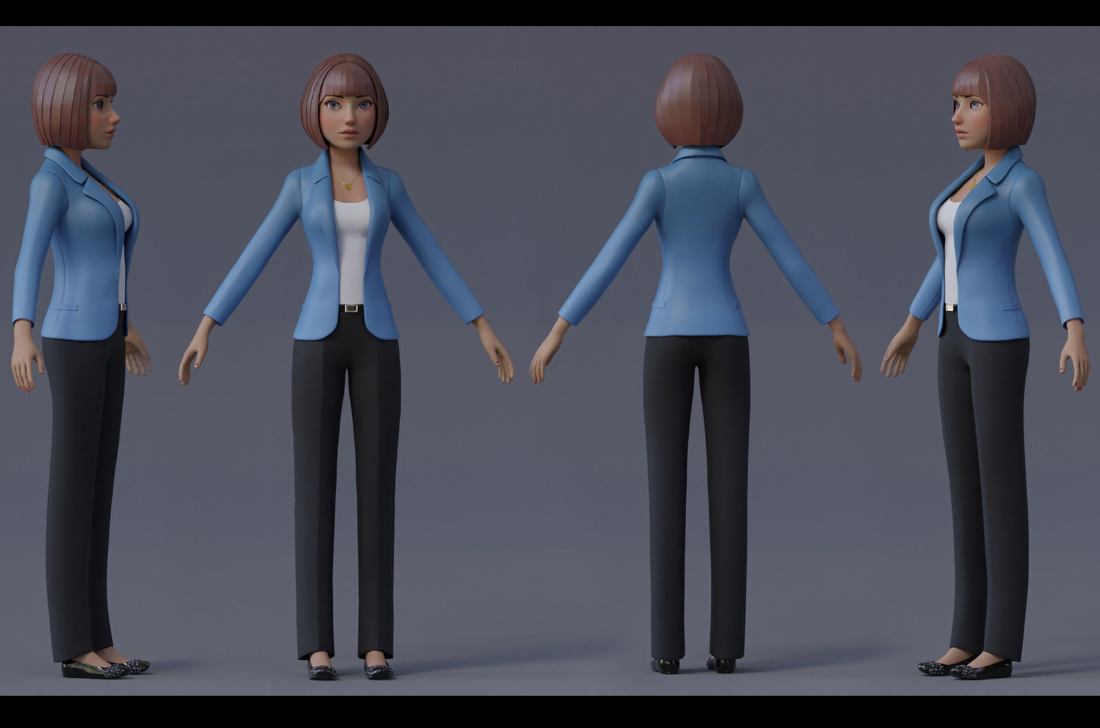Anna and Andy Cartoon Rig Low-poly 3D model_9