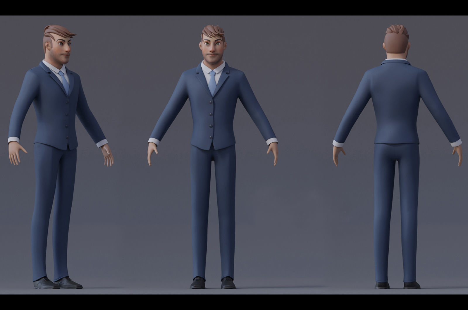 Anna and Andy Cartoon Rig Low-poly 3D model_10