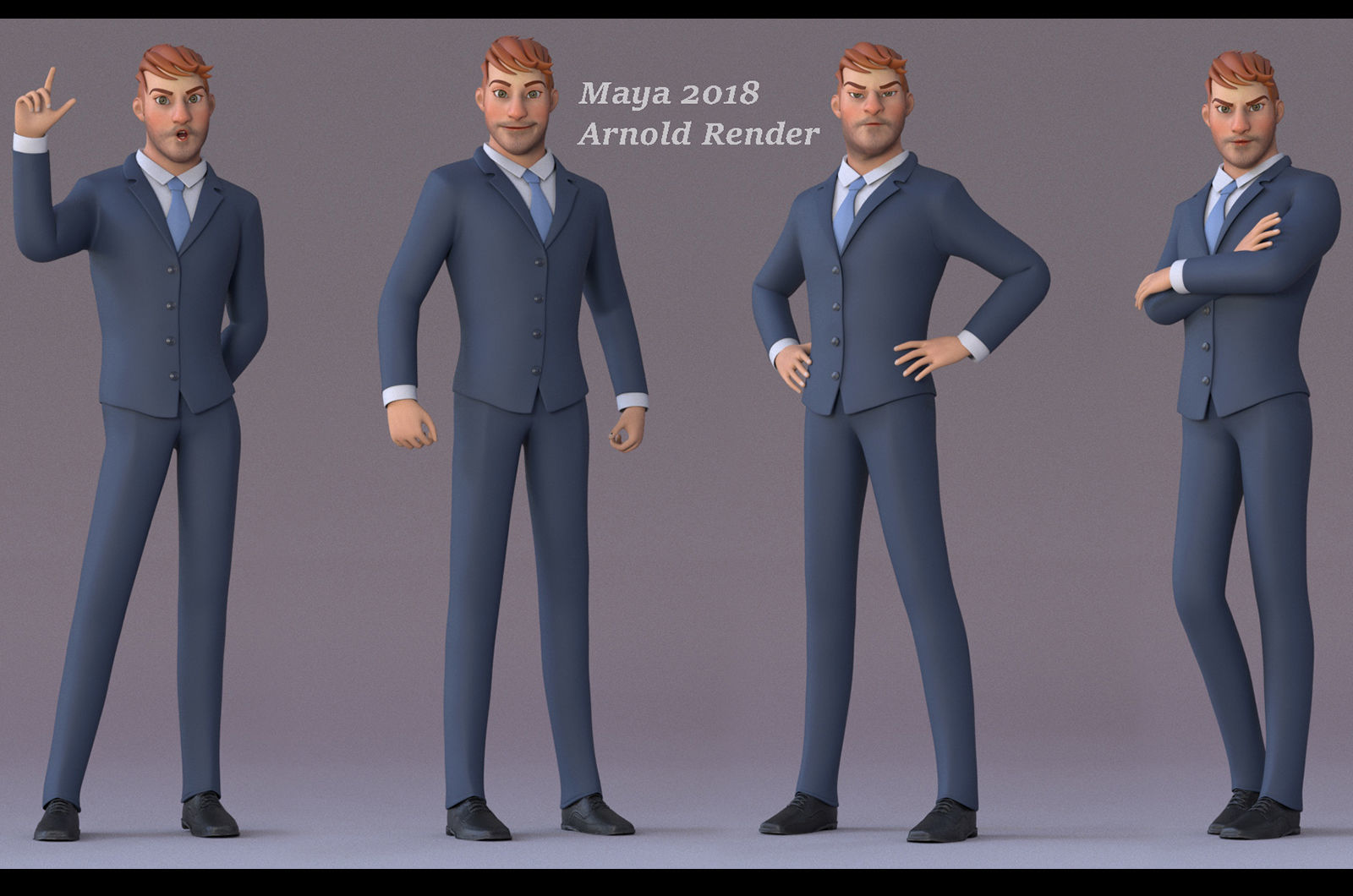 Anna and Andy Cartoon Rig Low-poly 3D model_15