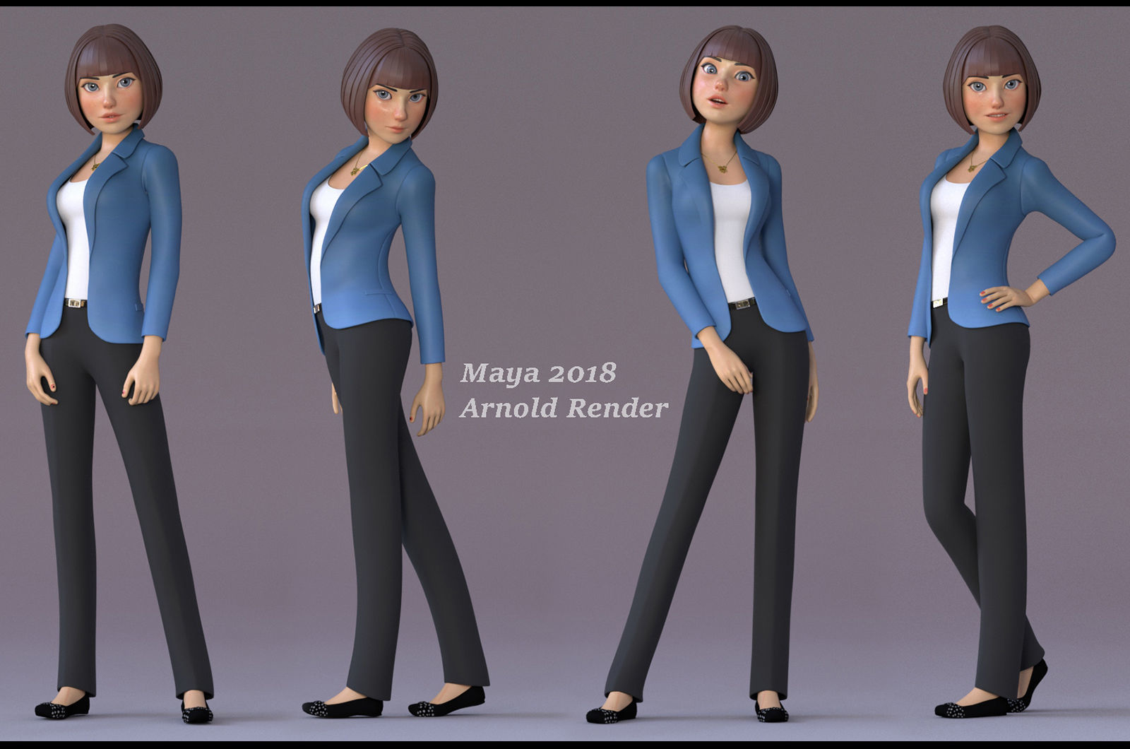 Anna and Andy Cartoon Rig Low-poly 3D model_14