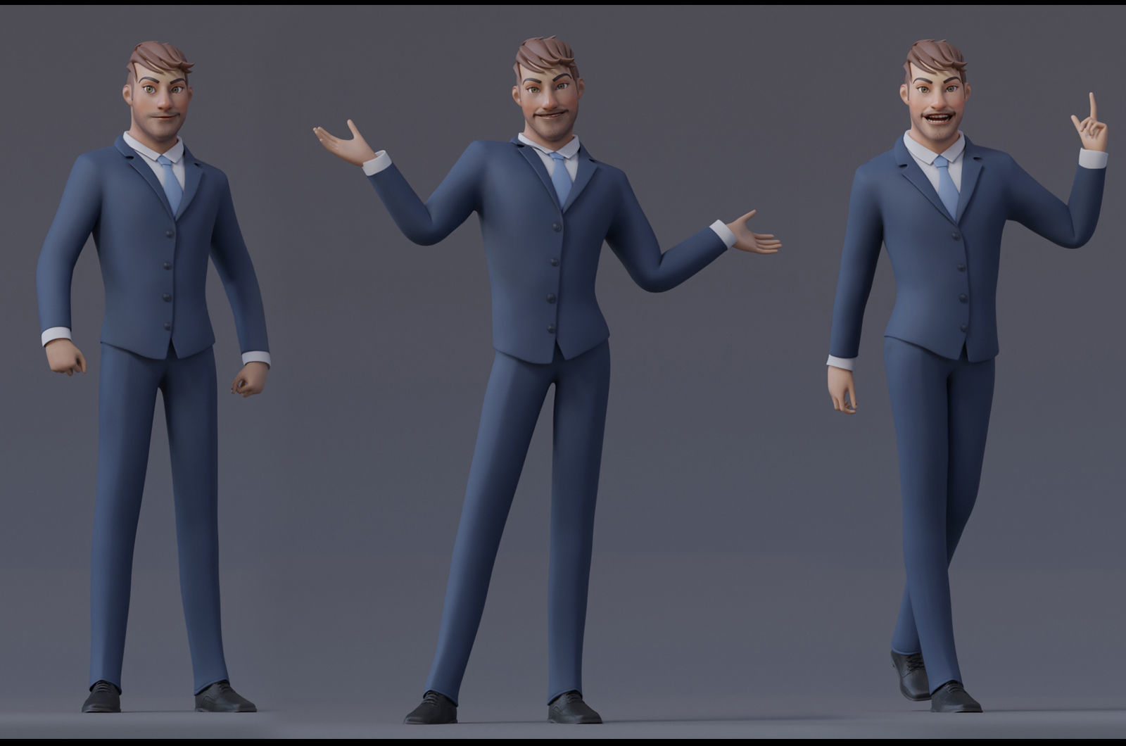 Anna and Andy Cartoon Rig Low-poly 3D model_8