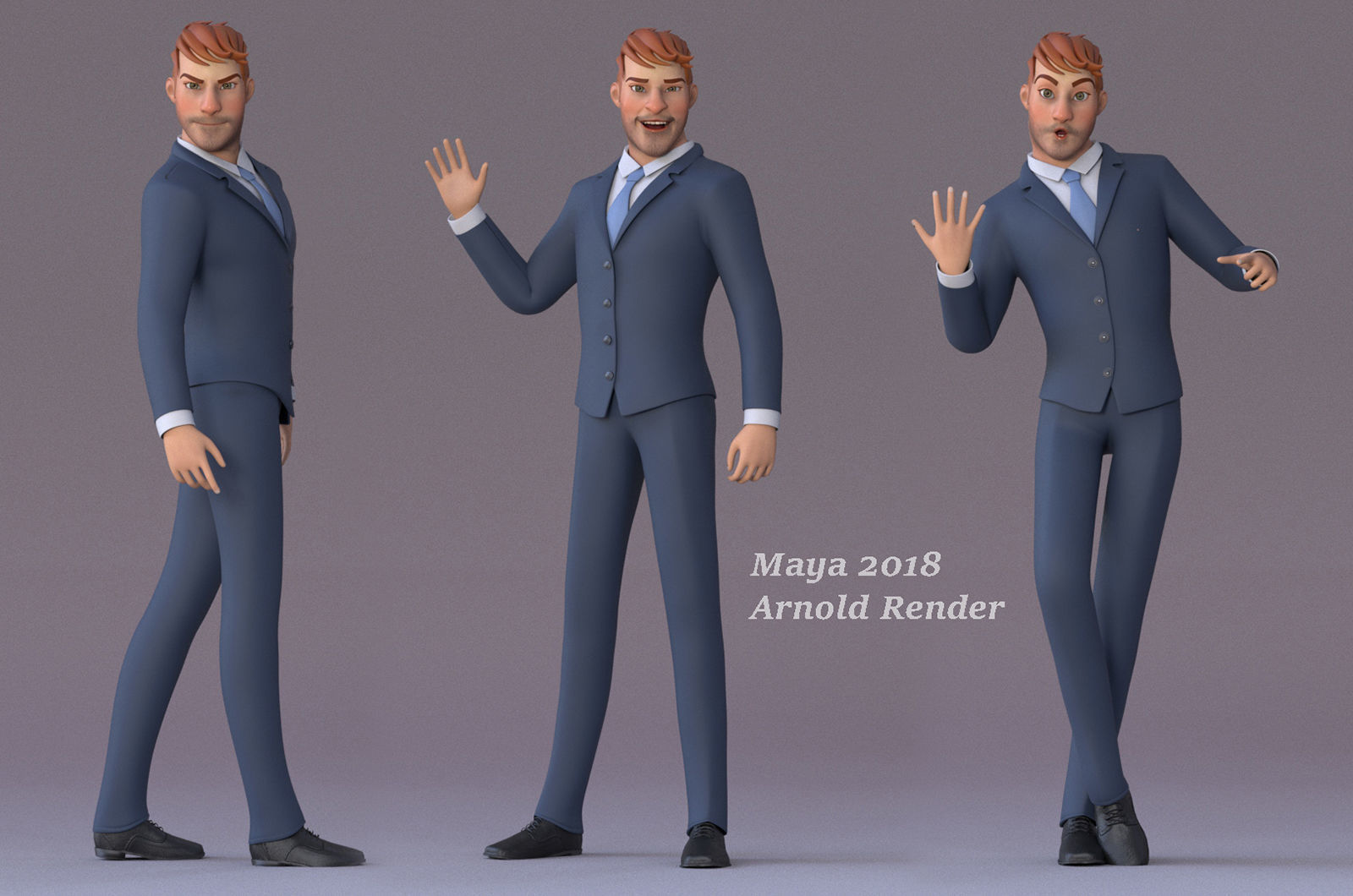 Anna and Andy Cartoon Rig Low-poly 3D model_17