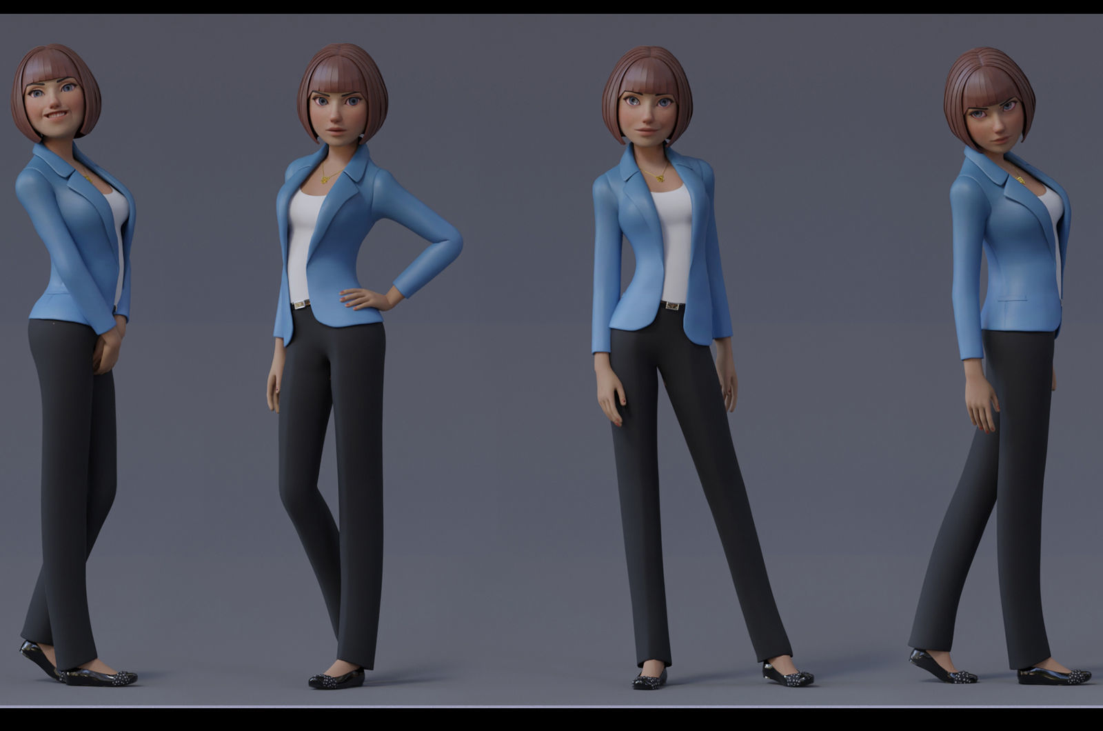 Anna and Andy Cartoon Rig Low-poly 3D model_7