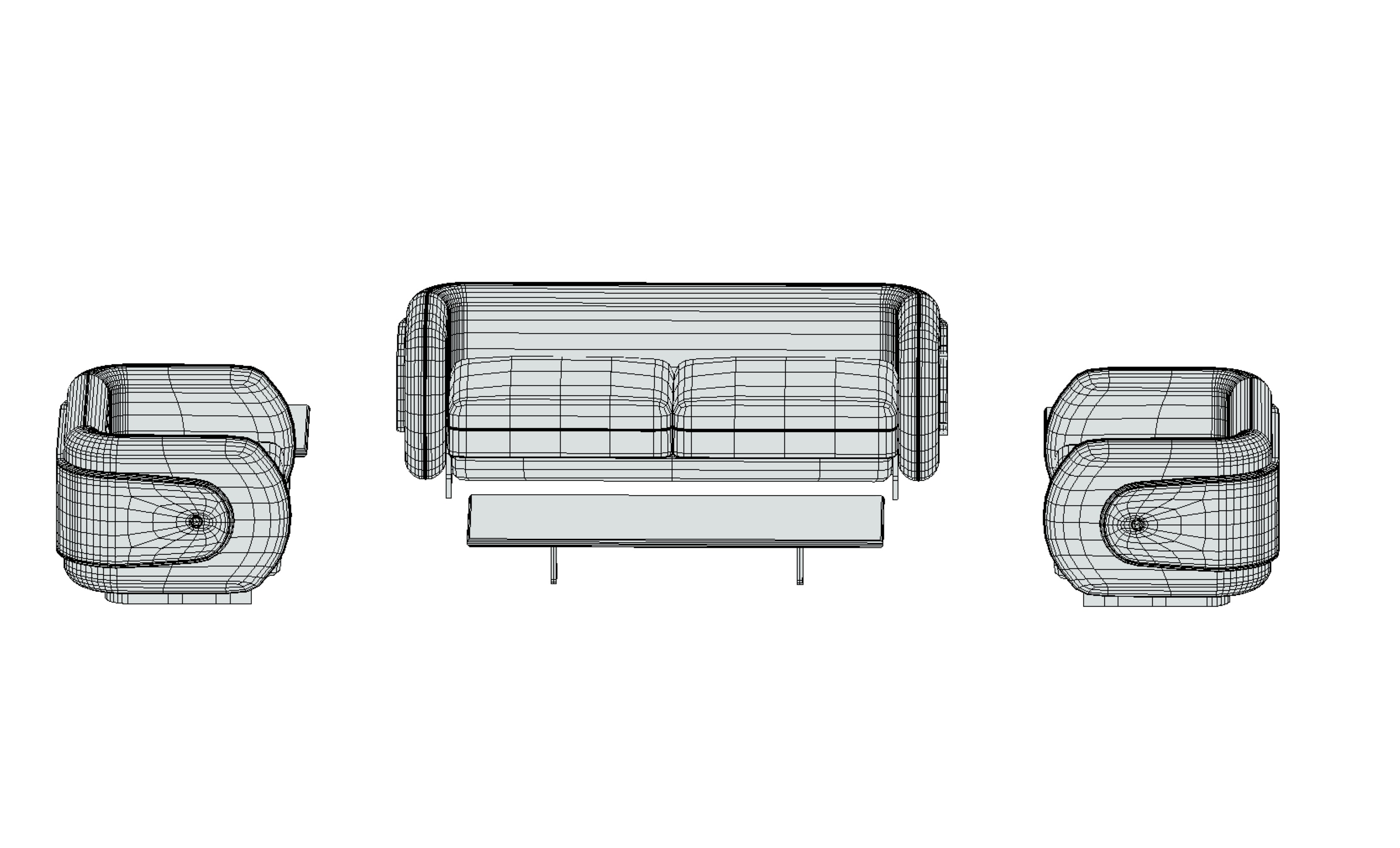 sofa set 2 Low-poly 3D model_5