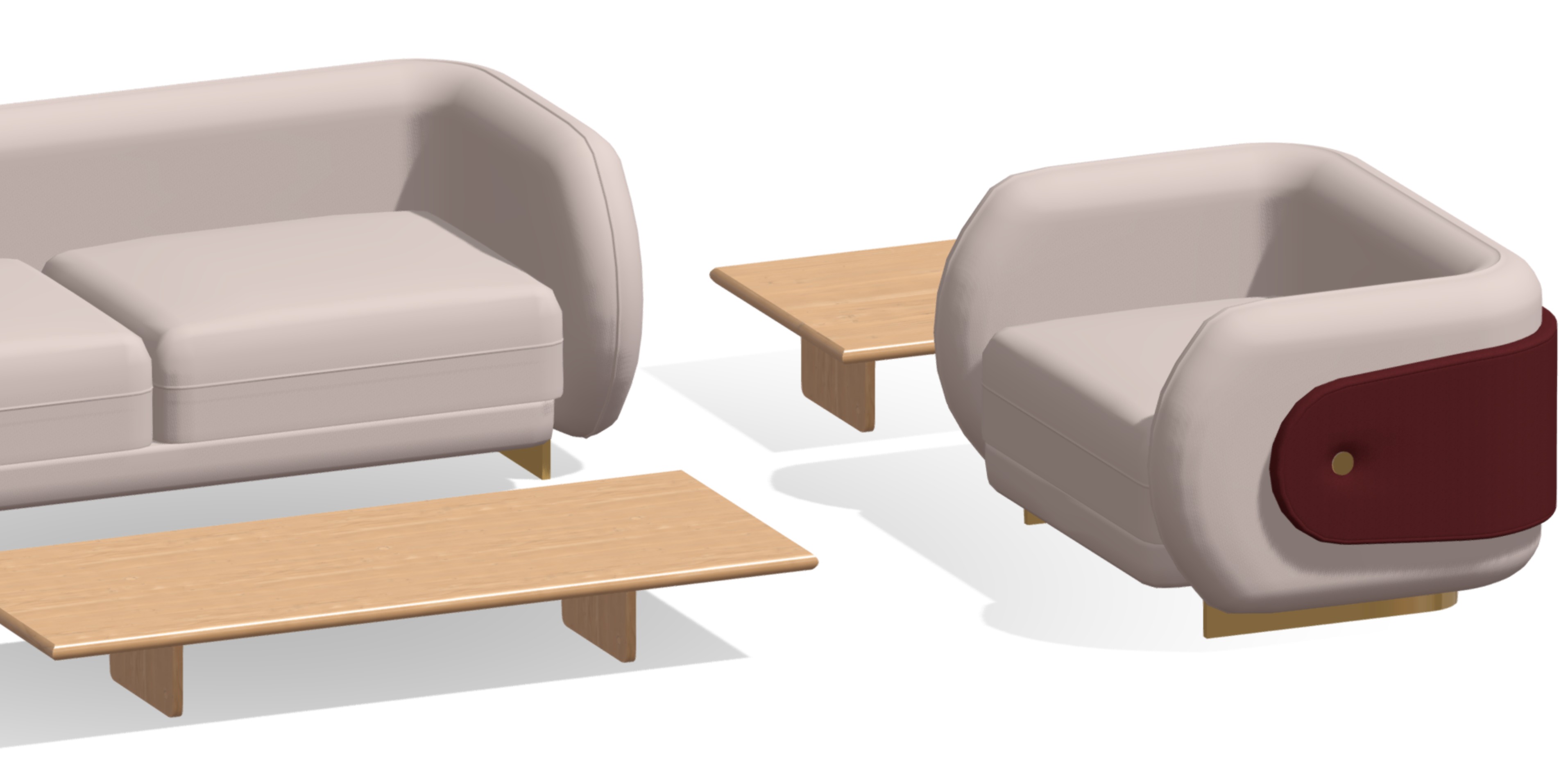 sofa set 2 Low-poly 3D model_2
