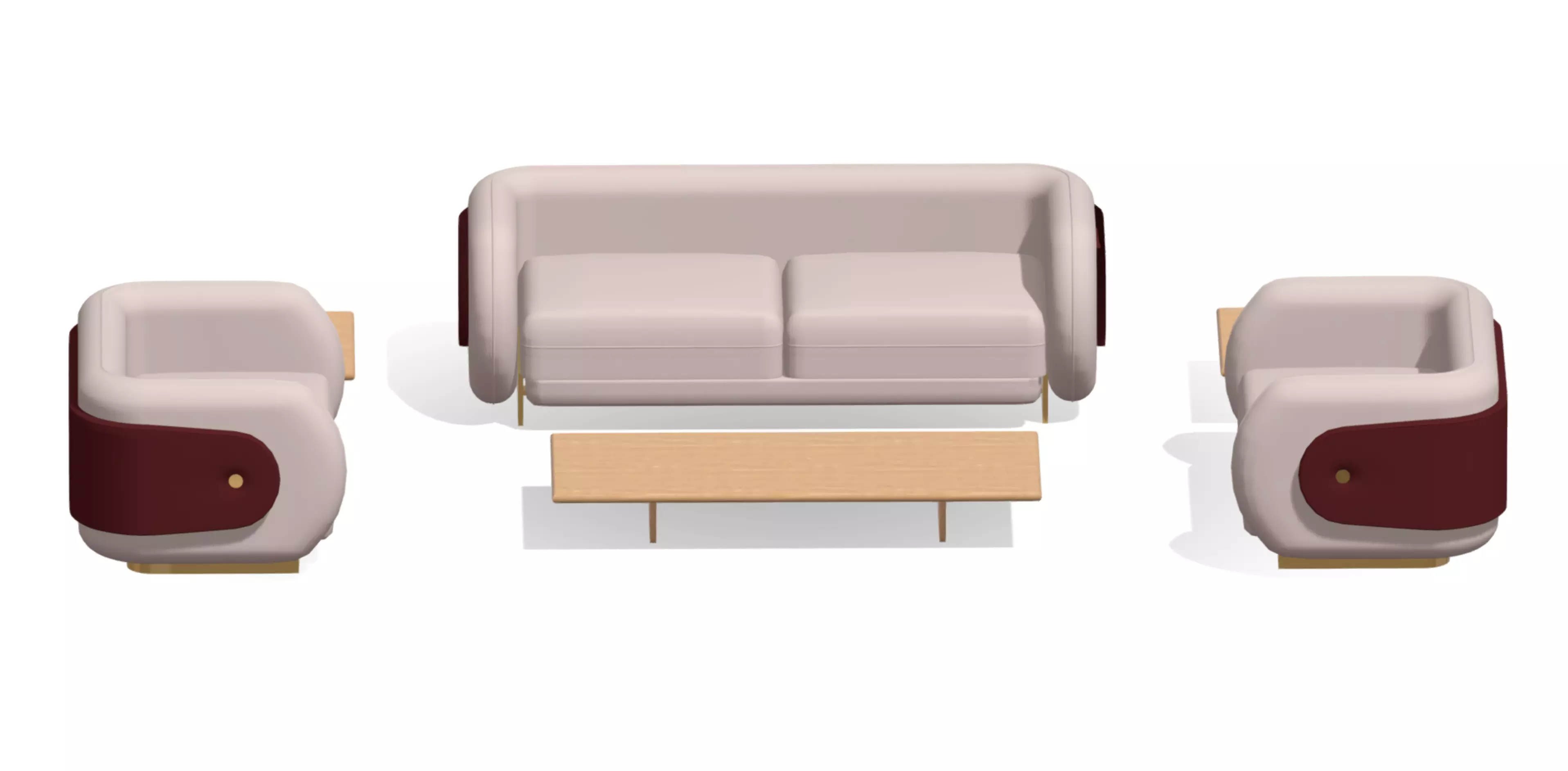 sofa set 2 Low-poly 3D model_0
