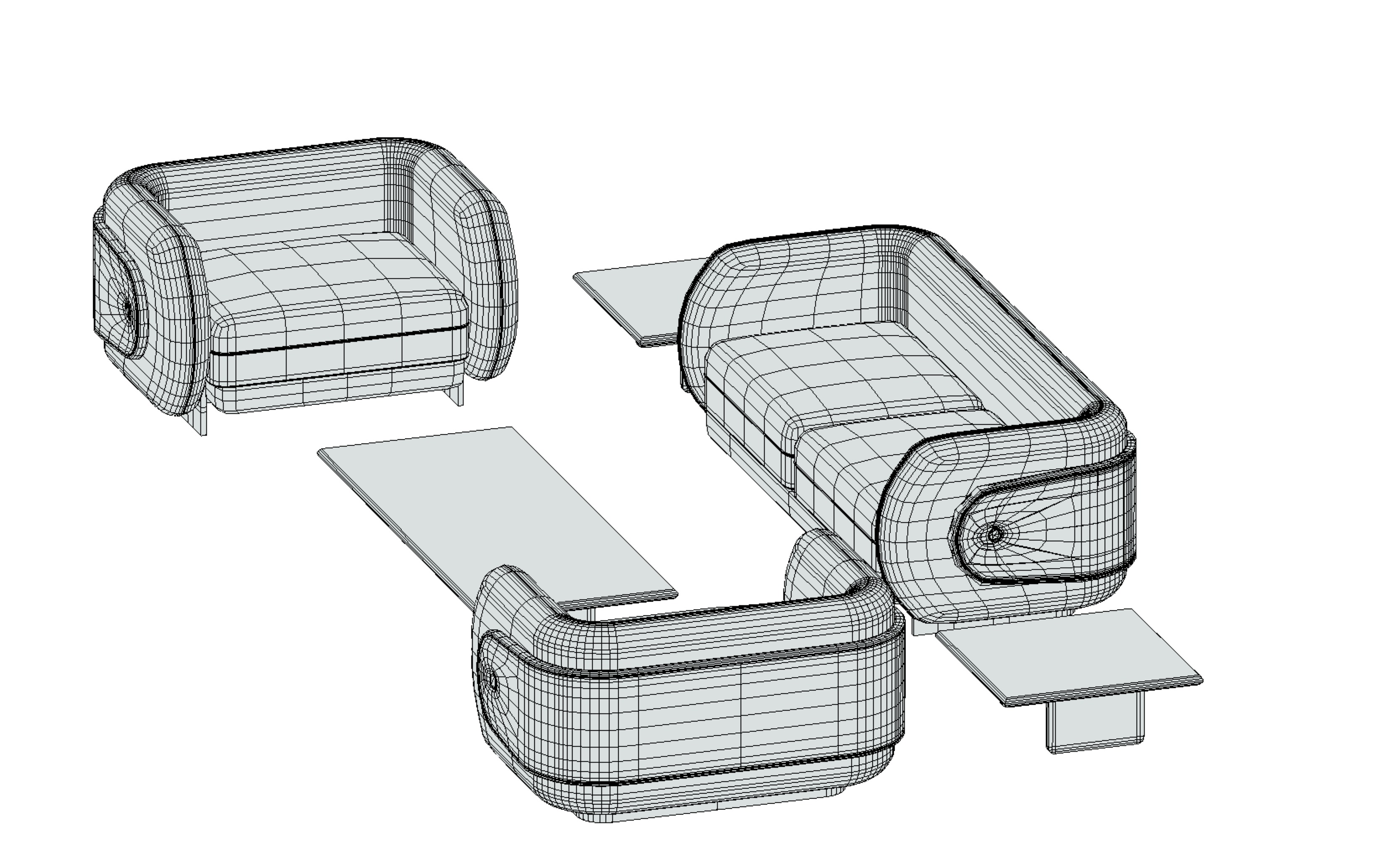 sofa set 2 Low-poly 3D model_6