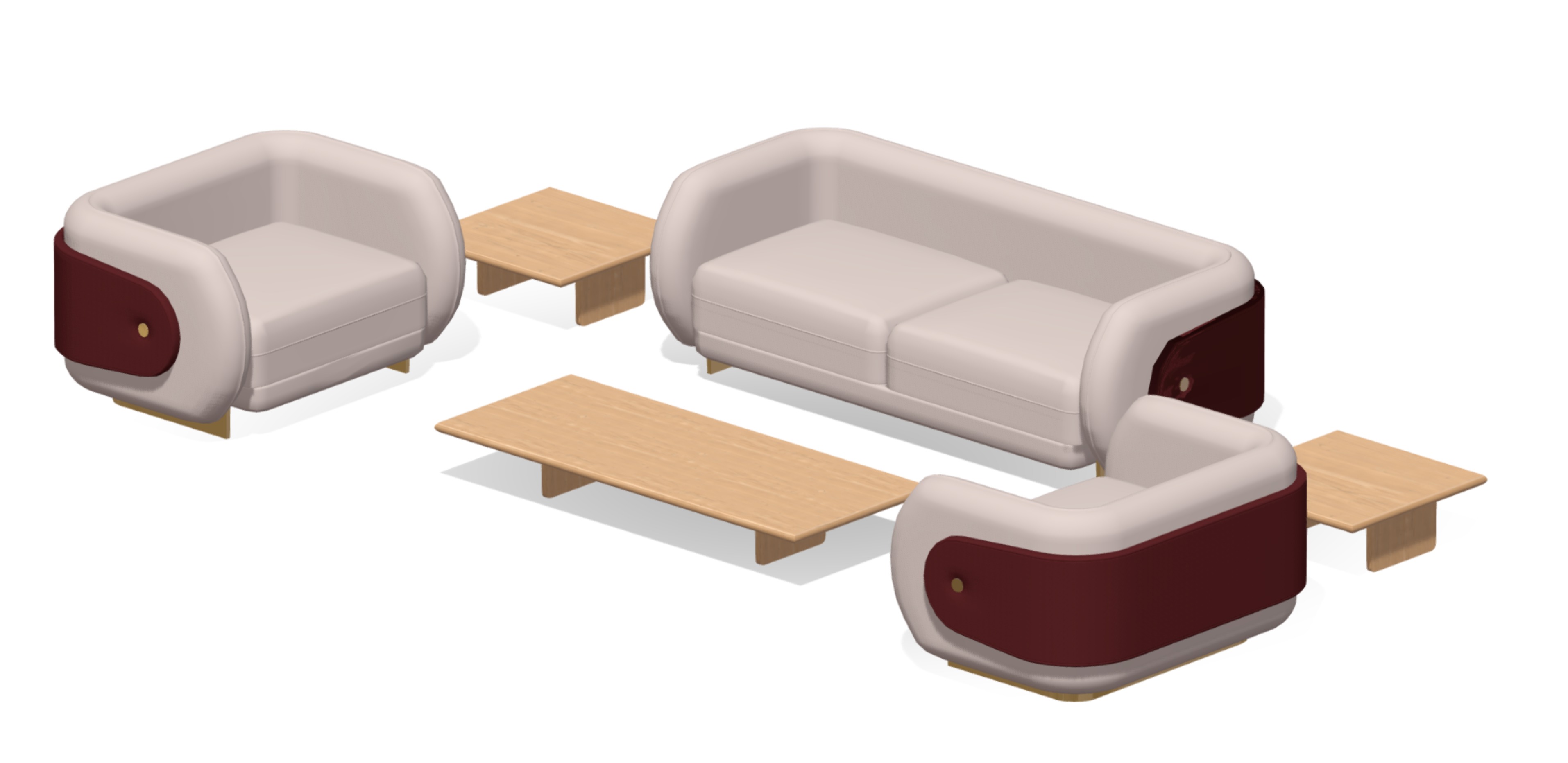 sofa set 2 Low-poly 3D model_1