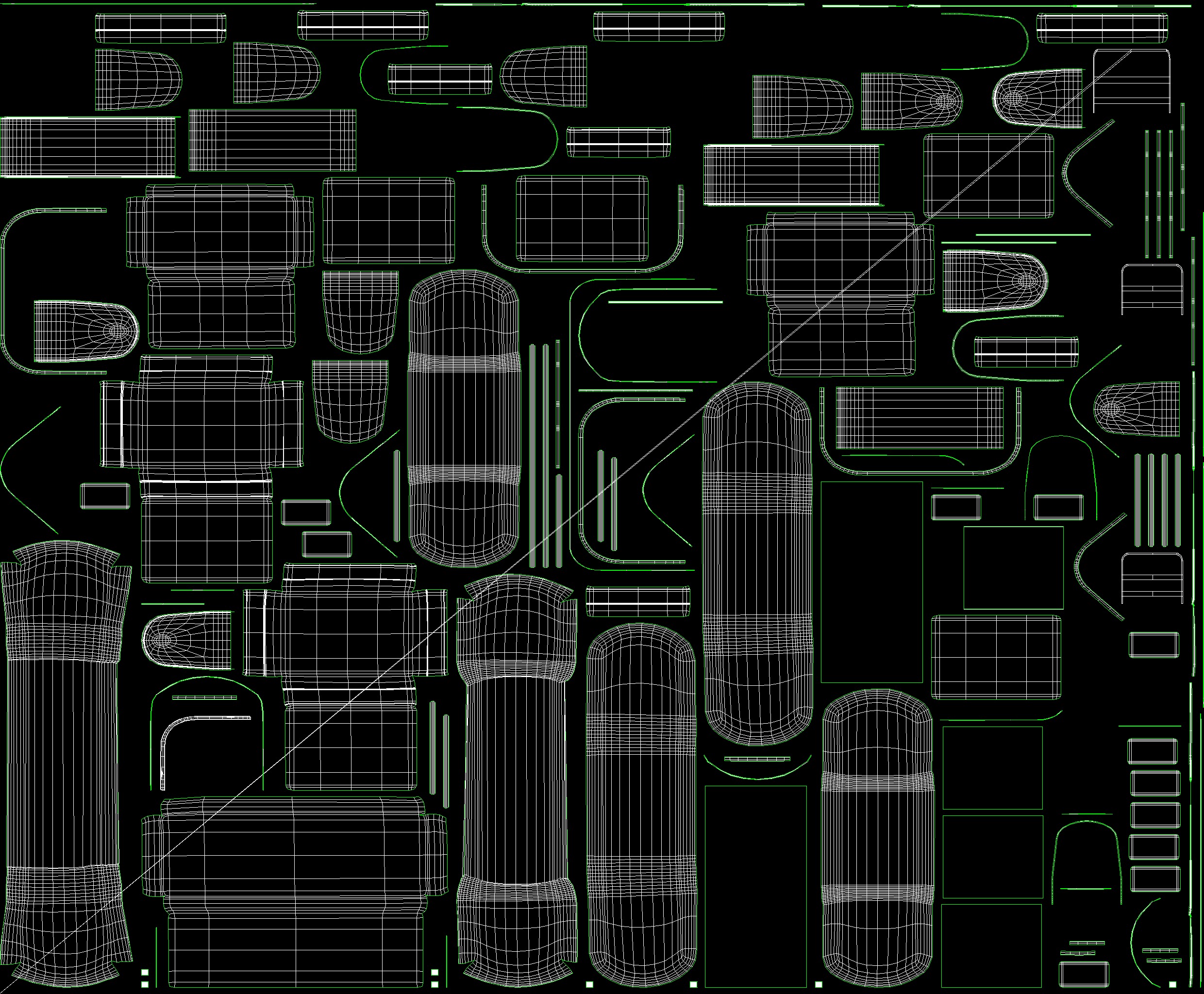 sofa set 2 Low-poly 3D model_7